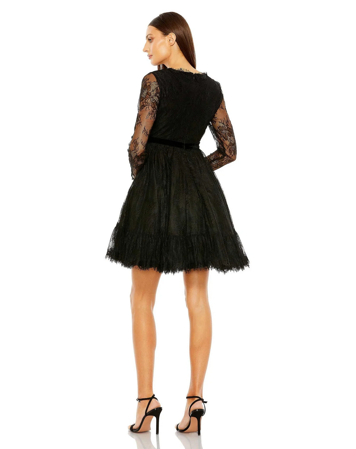 Long Sleeve Deep V Lace Babydoll Short Dress Deep V Lace Babydoll Shor –  The Dress Outlet