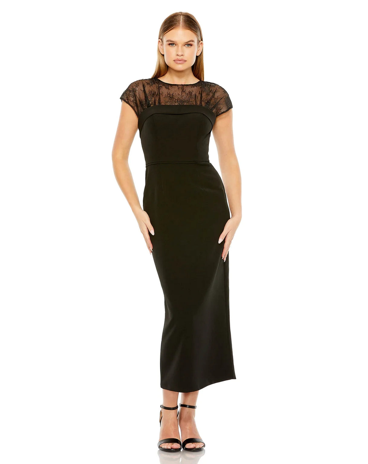 Sheer Lace Top Crepe Midi Dress Sheer Lace Top Crepe Midi Mac Duggal 4 The Dress Outlet Sheer Lace Top Crepe Midi Dress Sheer Lace Top Crepe Midi Mac Duggal 4 The Dress Outlet