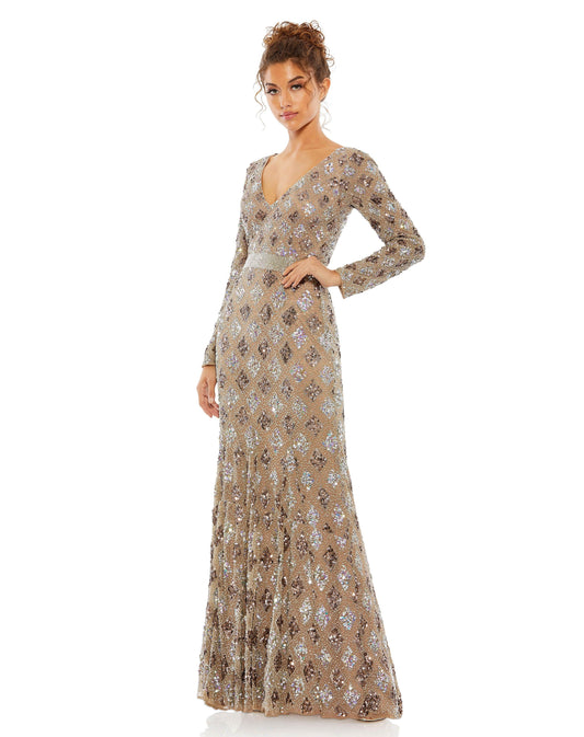 Mac Duggal Formal Long Sleeve Evening Sequins Dress