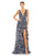 Formal Dresses High Low Floral Chiffon Formal Dress Navy Multi