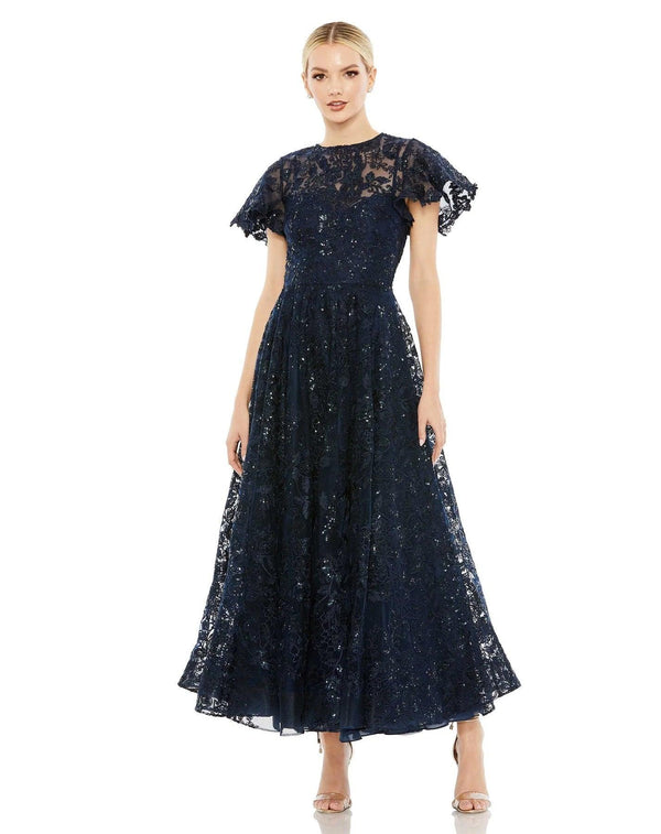 Floral Lace Formal Midi Dress Lace Midi Mac Duggal 50665