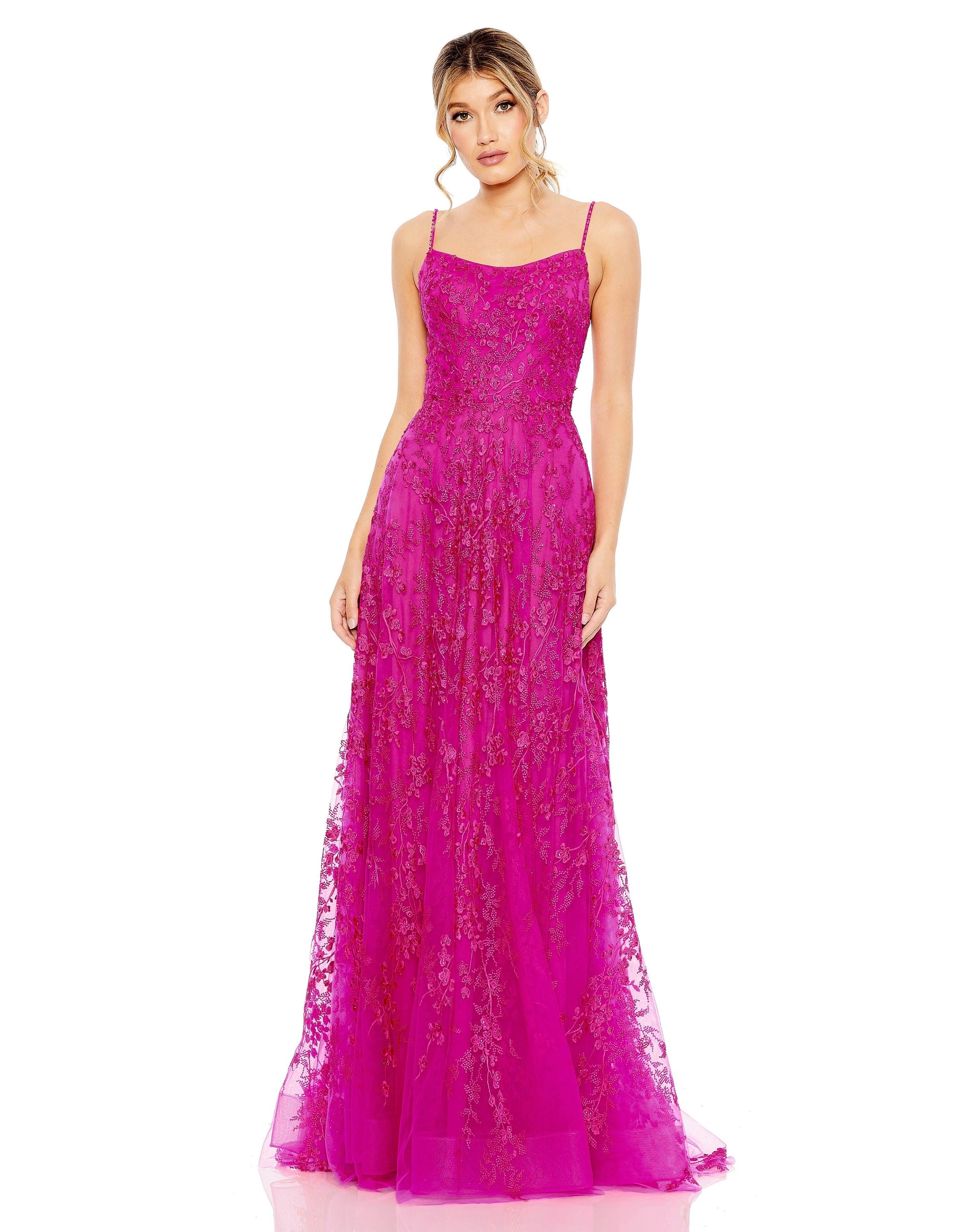 Yellow Mac Duggal 50683 Prom Spaghetti Strap Long Formal Gown for $199. ...