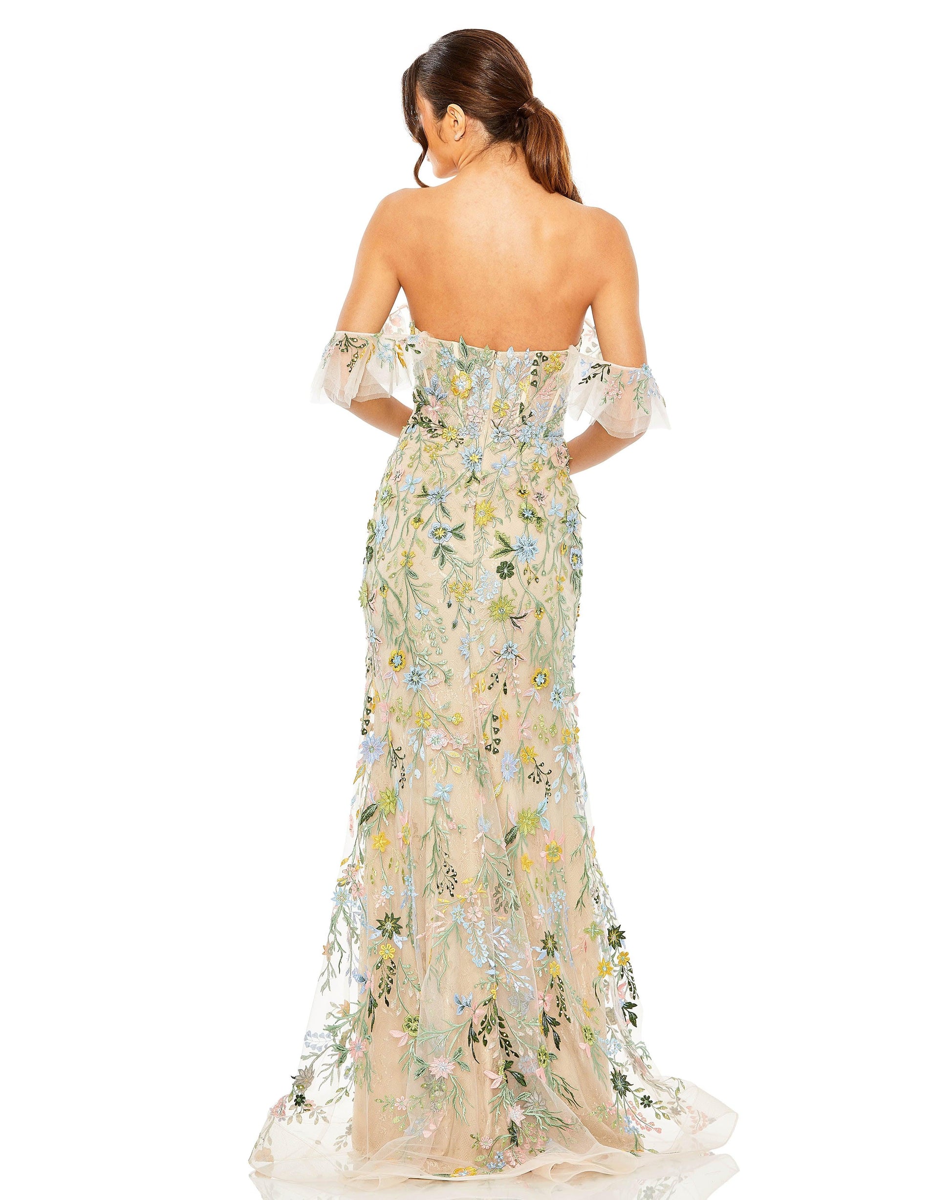 Mac Duggal 50713 Long Off Shoulder Lace Prom Gown
