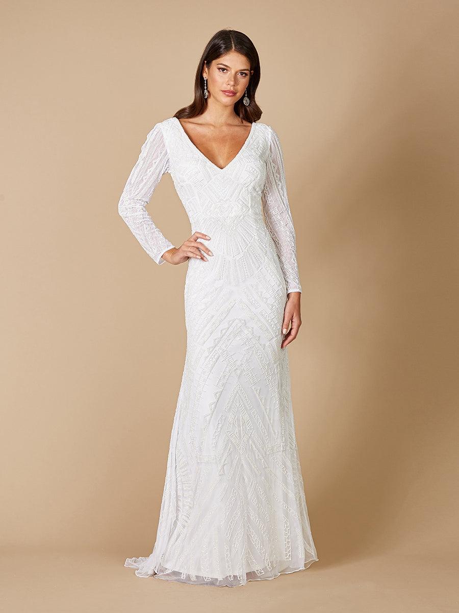 Lara Dresses 51072 Long Sleeve Embroidered Wedding Dress