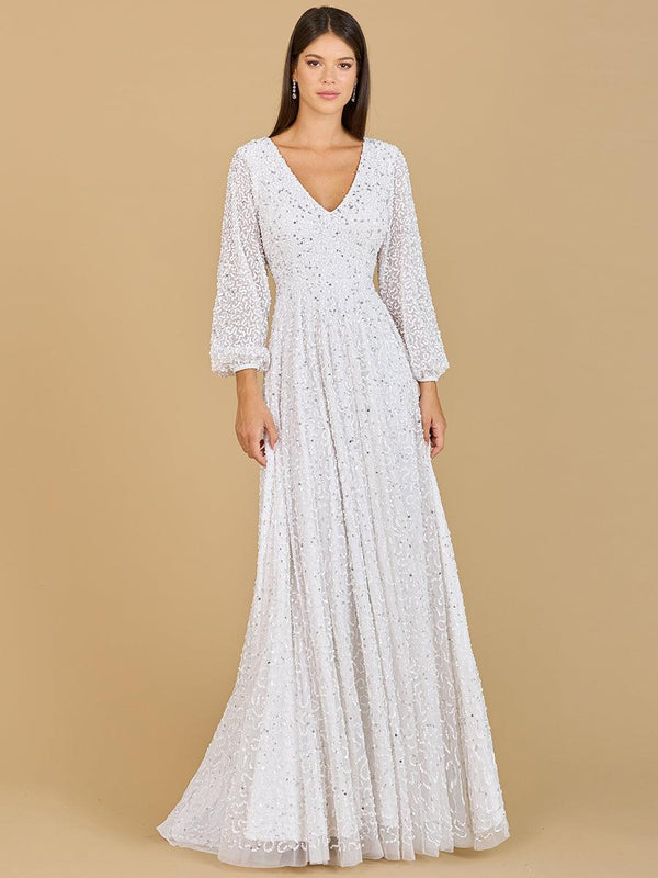 Lara Dresses 51124 Long Beaded A-Line Wedding Dress
