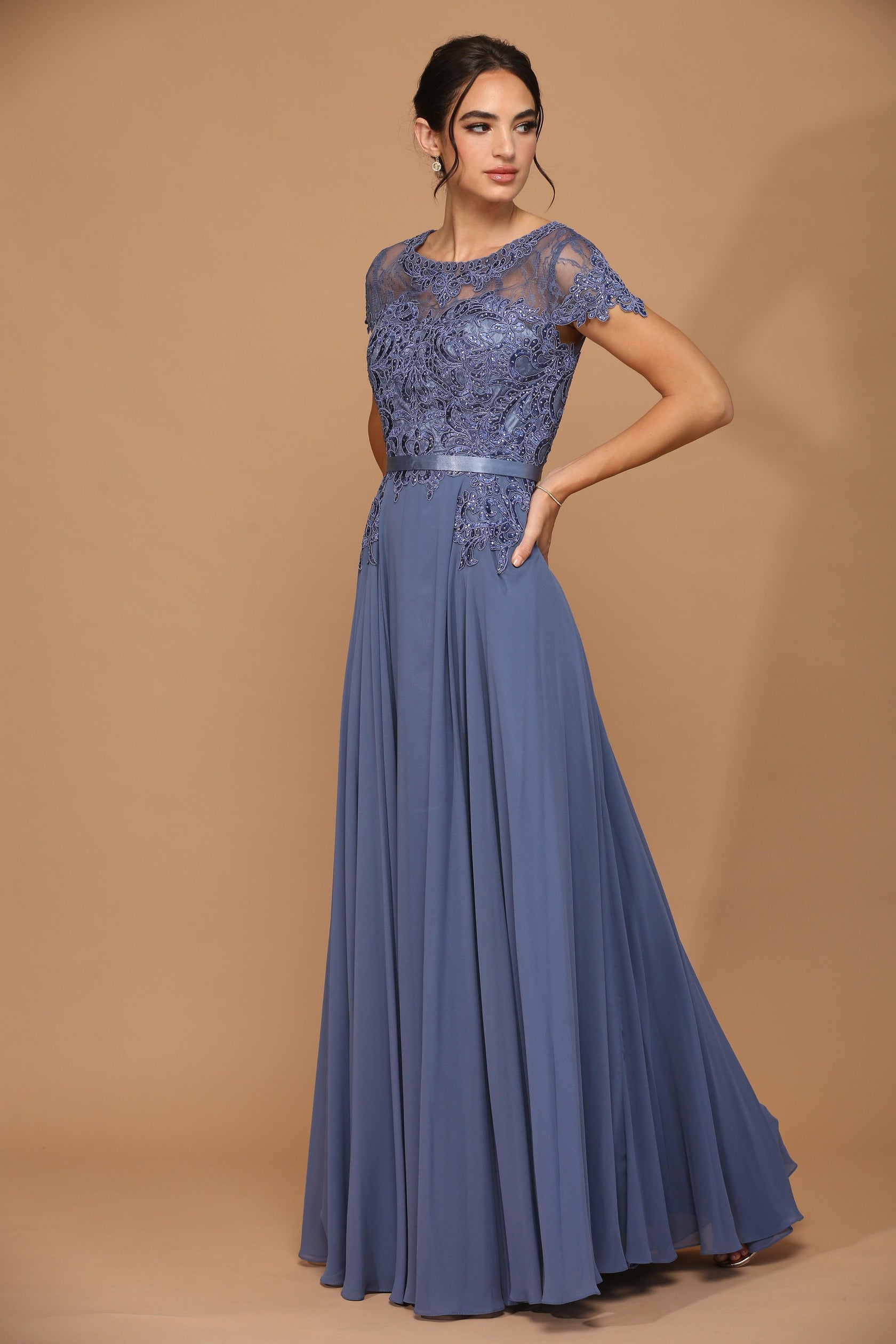 Long Sleeve Mother of the Bride Beaded Formal Dress main image 0
