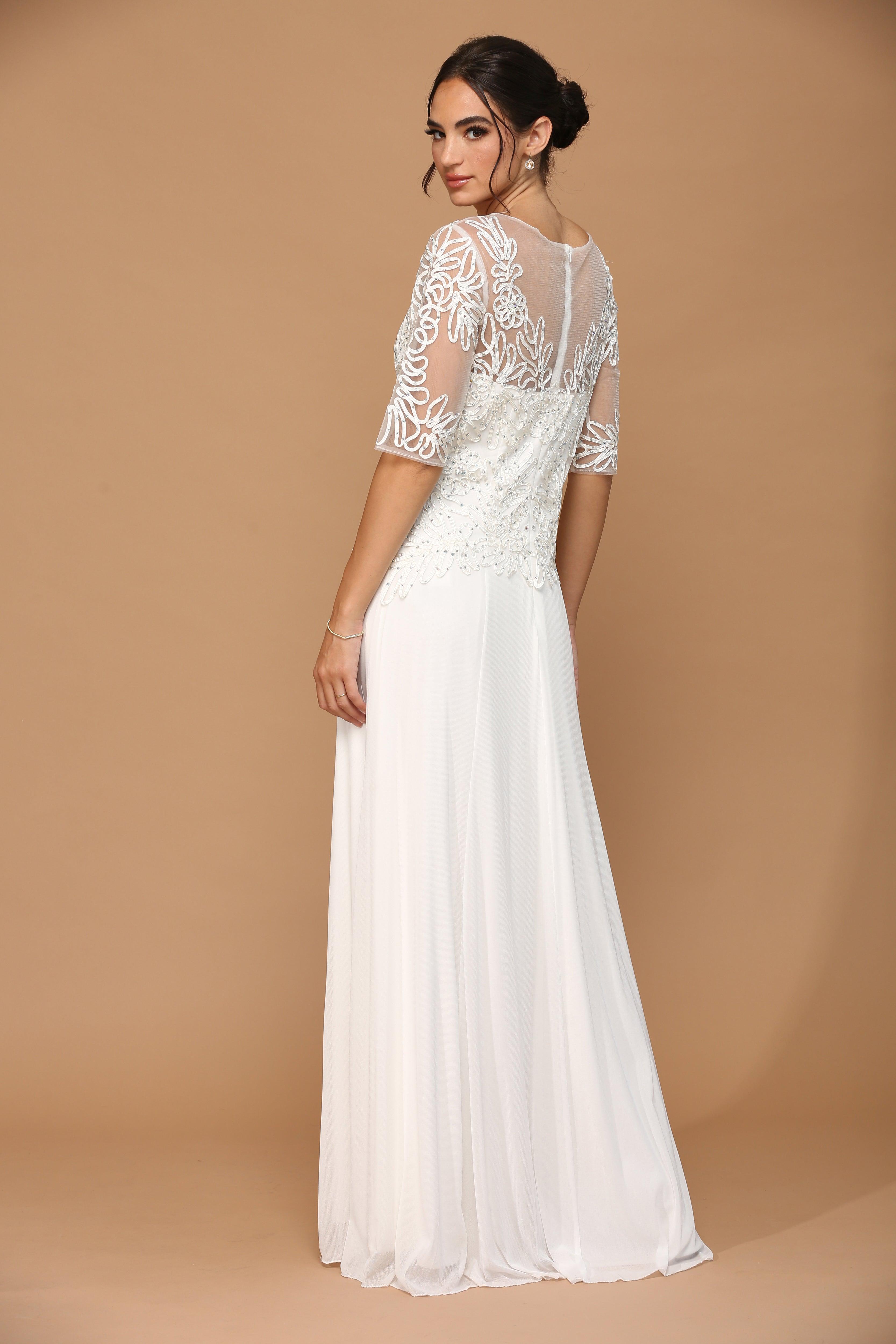 Long Mother of the Bride Formal Embroidered Dress