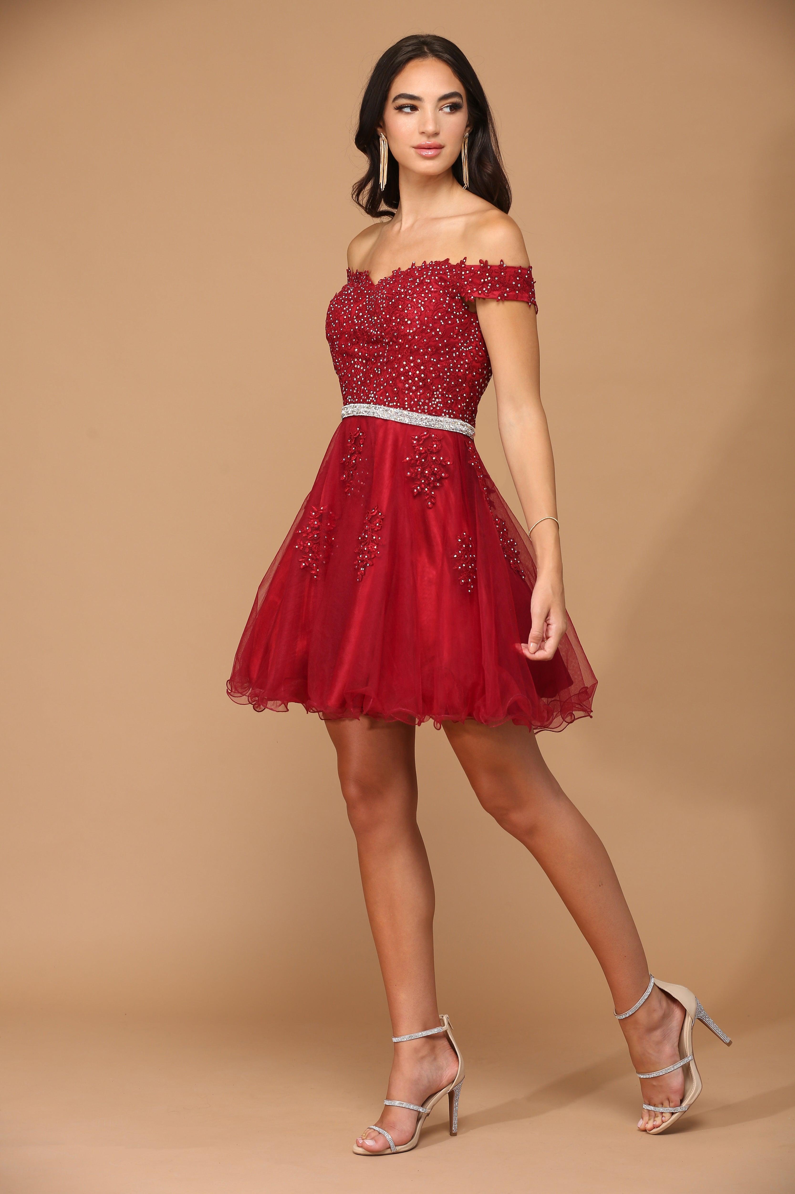 Prom Short Off Shoulder Lace Cocktail Party Dress