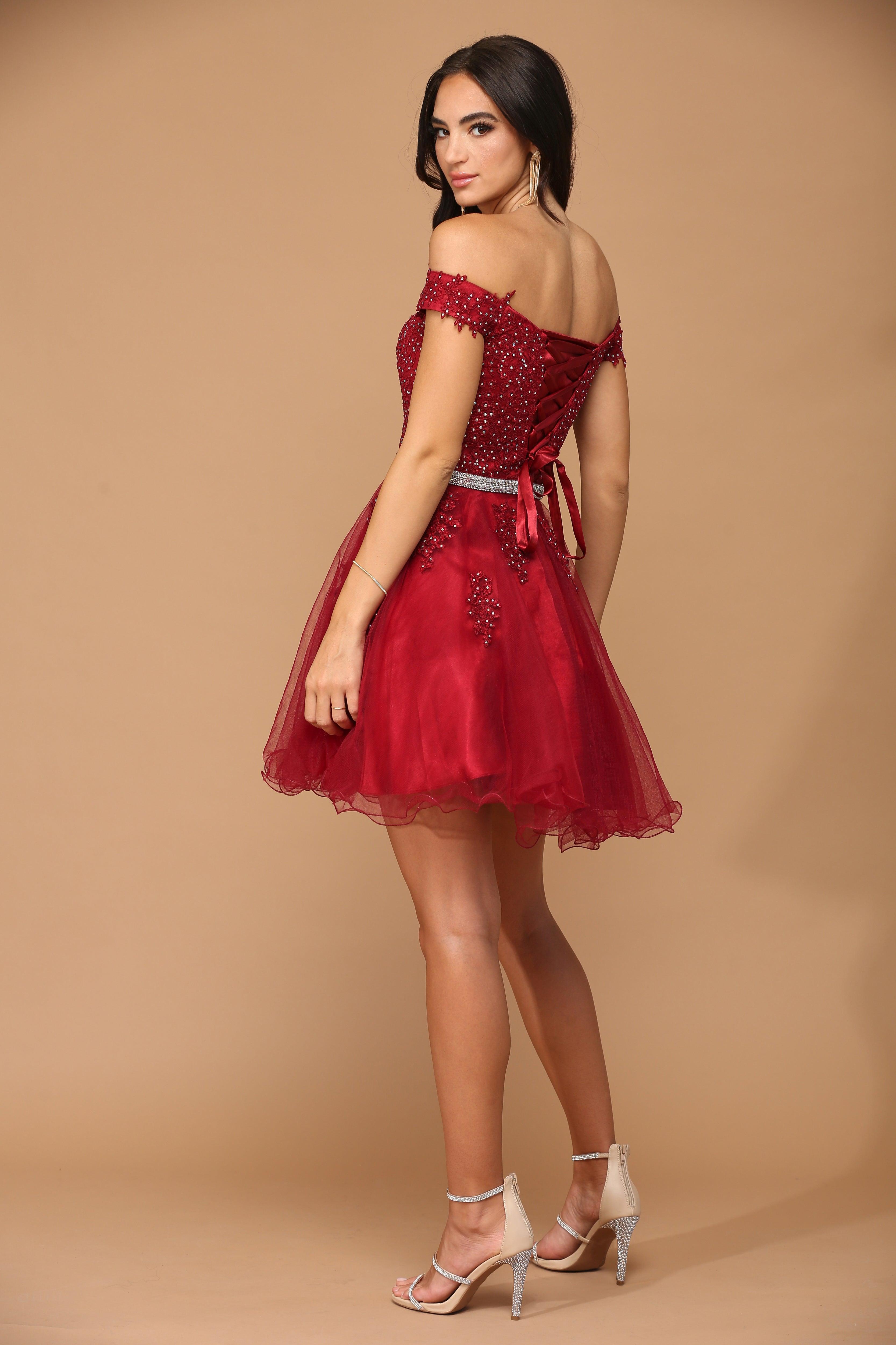 Prom Short Off Shoulder Lace Cocktail Party Dress