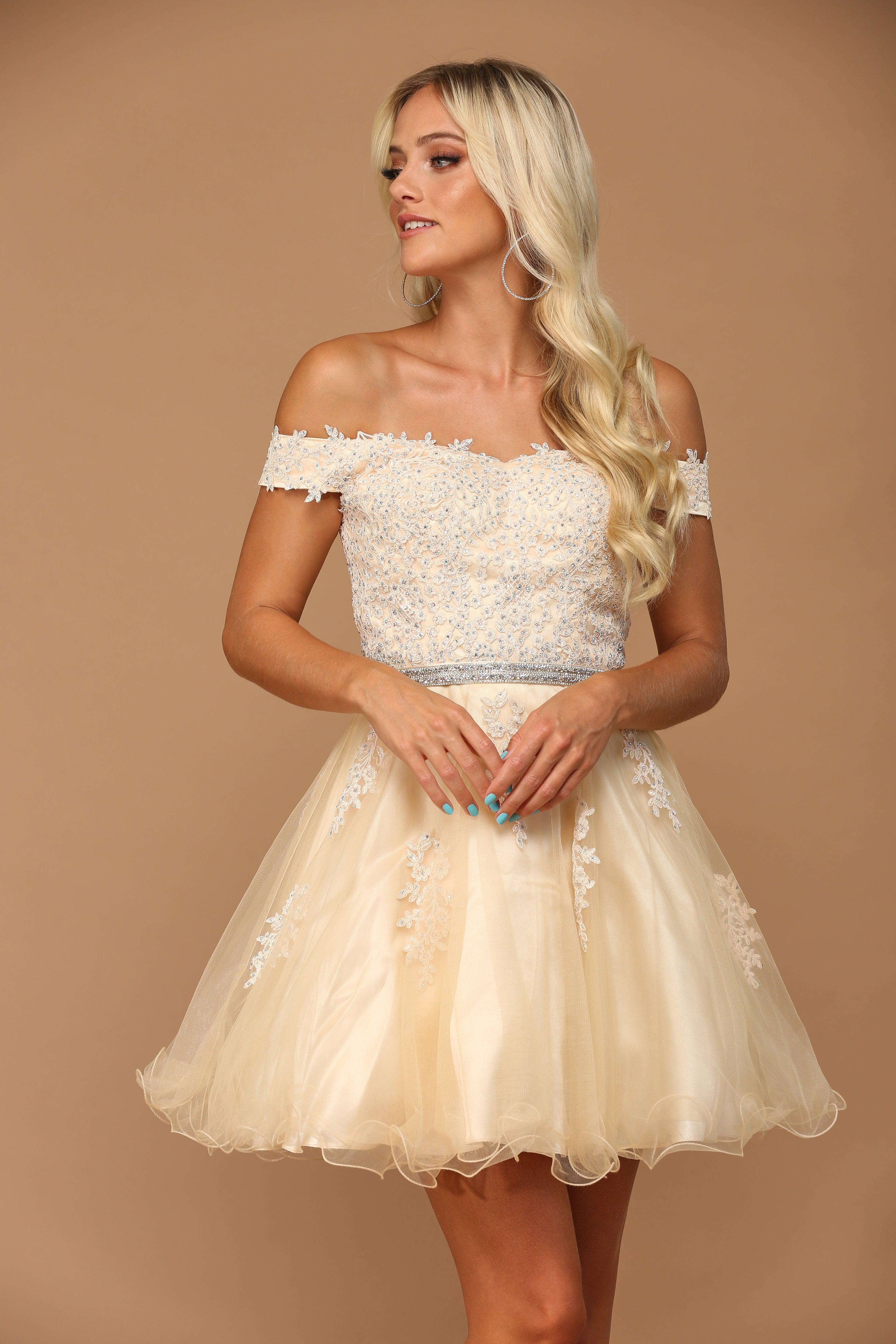 Prom Short Off Shoulder Lace Cocktail Party Dress