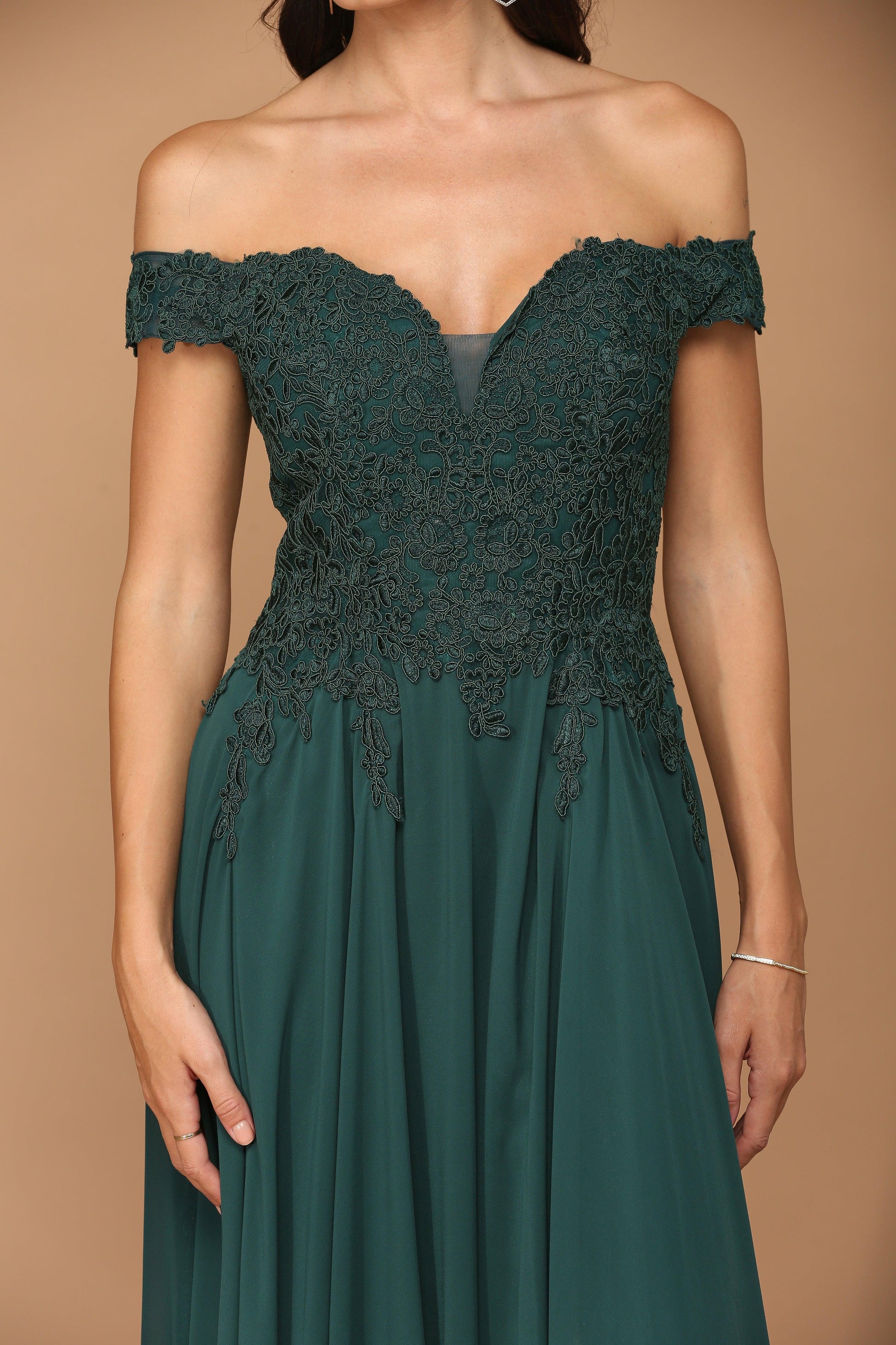 Long Off Shoulder Formal Chiffon Evening Dress