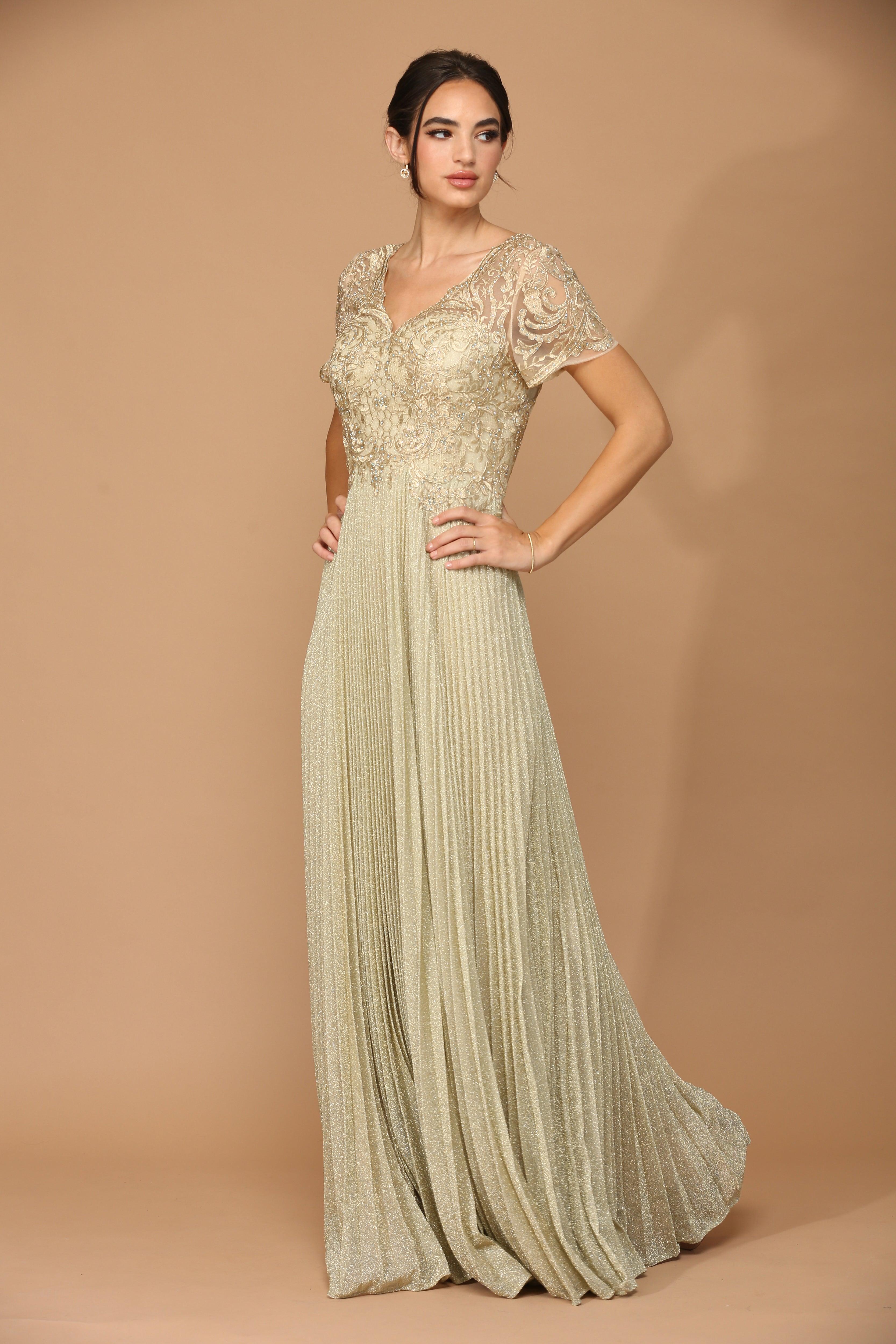 Mother of the Bride Dresses Mother of the Bride Long Formal Metallic Dress Champagne