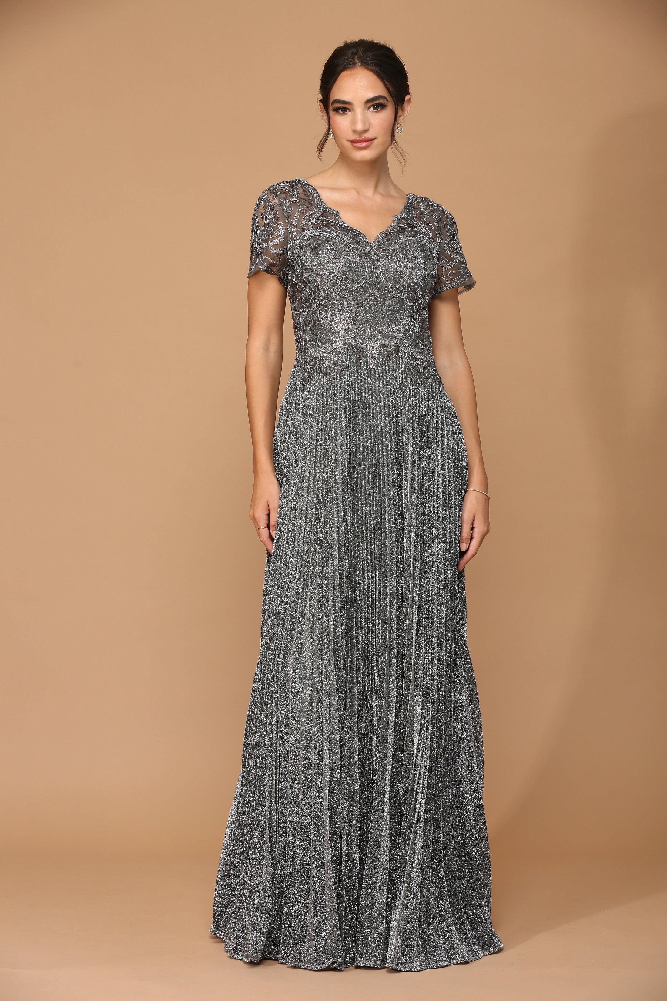 Silver Mother of the Bride Long Formal Metallic Dress for $205.99 – The