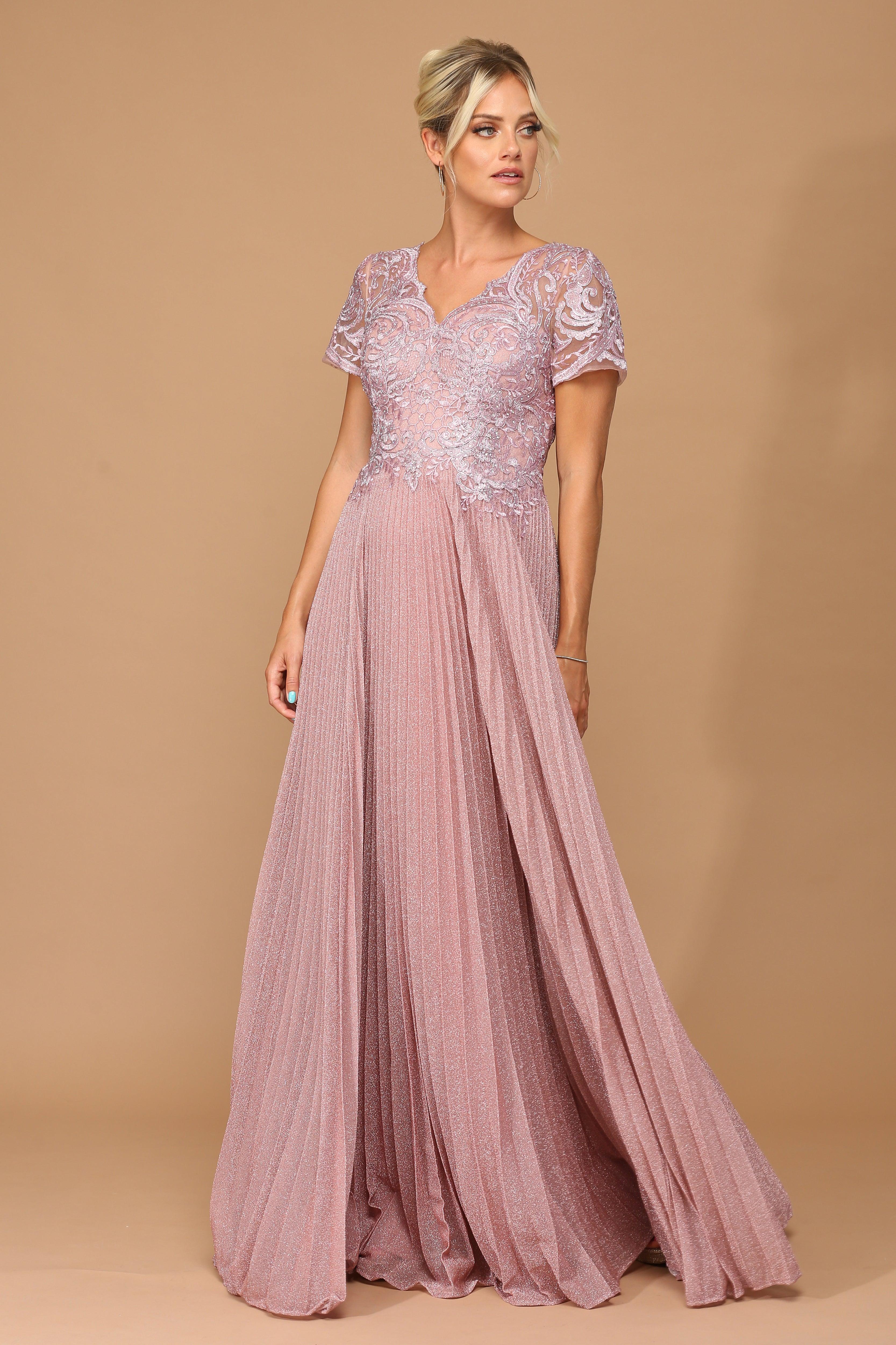 Mother of the Bride Dresses Mother of the Bride Long Formal Metallic Dress Dusty Rose