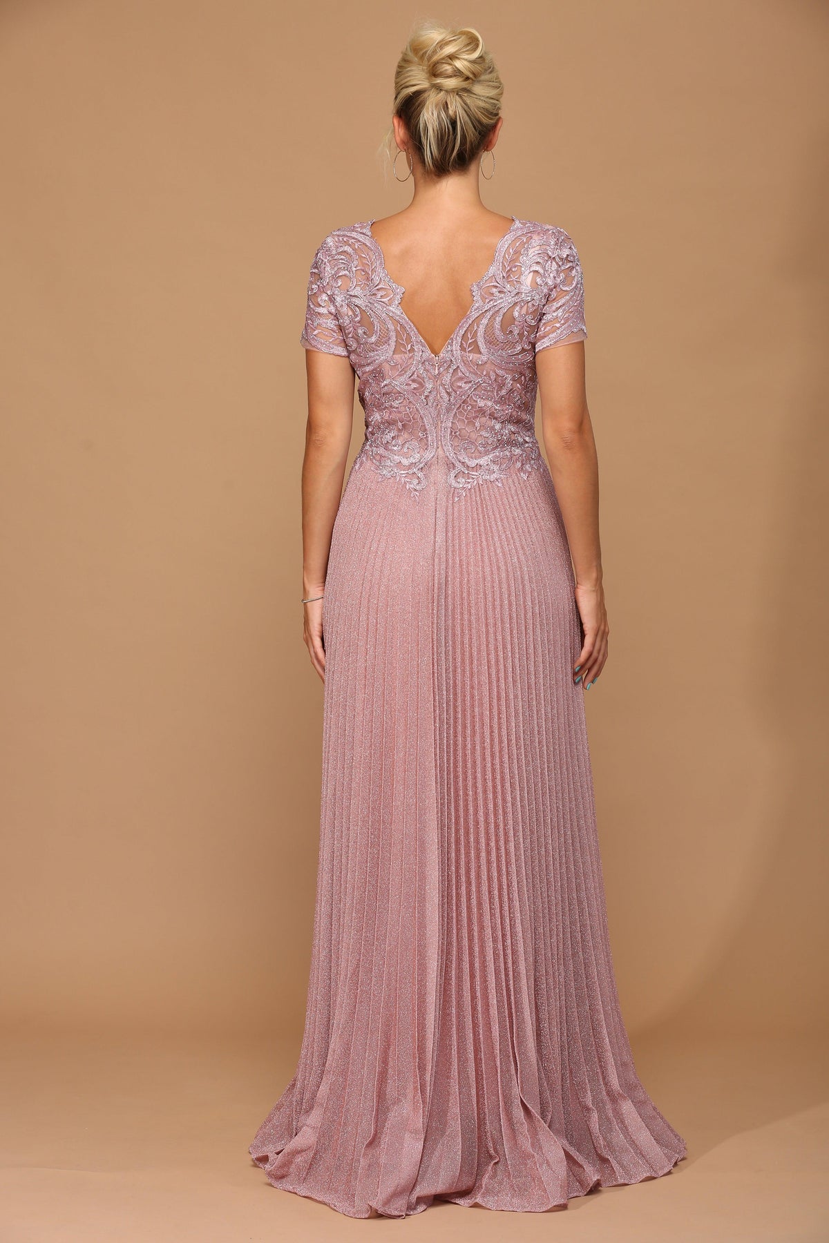 Mother of the Bride Dresses Mother of the Bride Long Formal Metallic Dress Dusty Rose