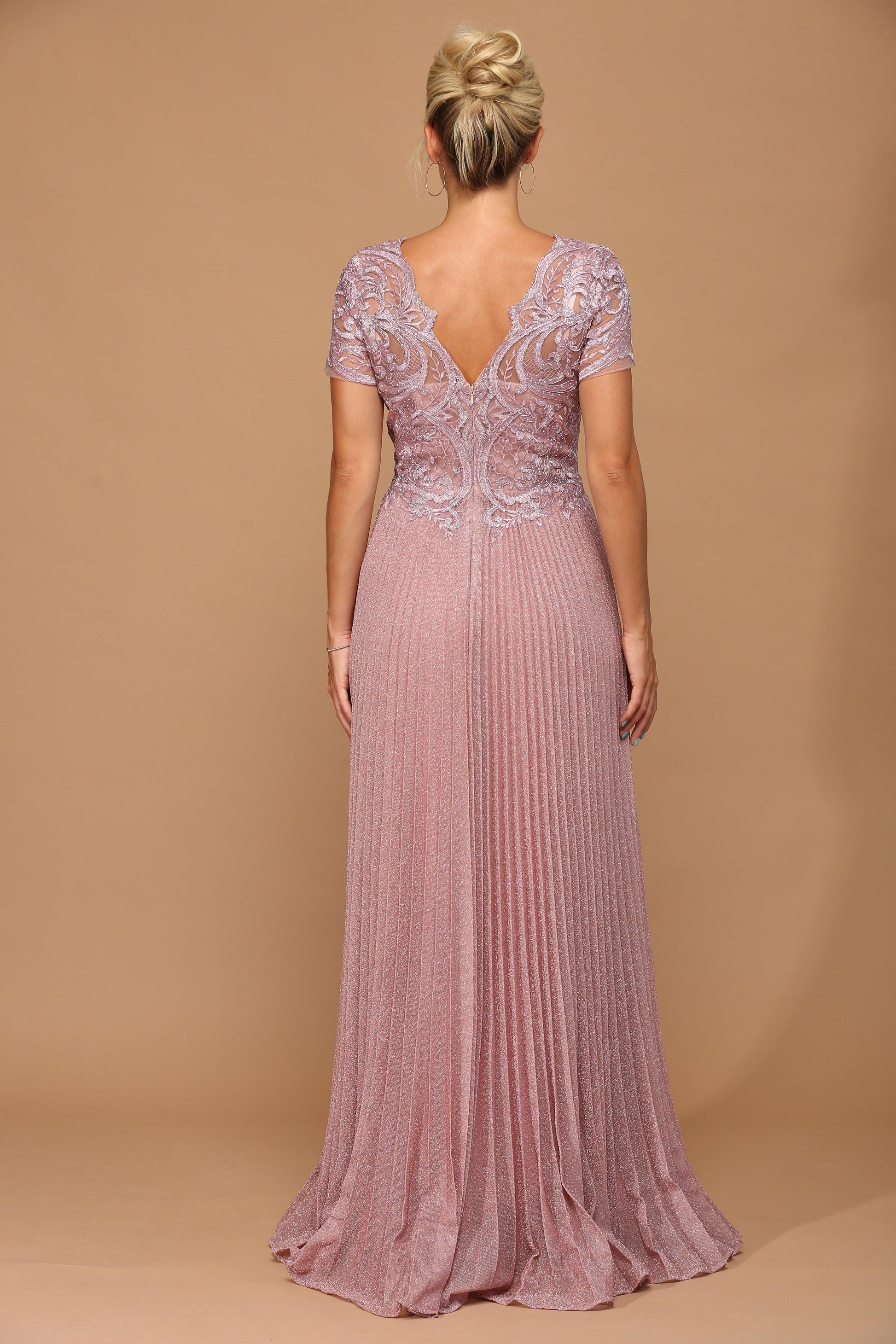 Mother of the Bride Long Formal Metallic Dress