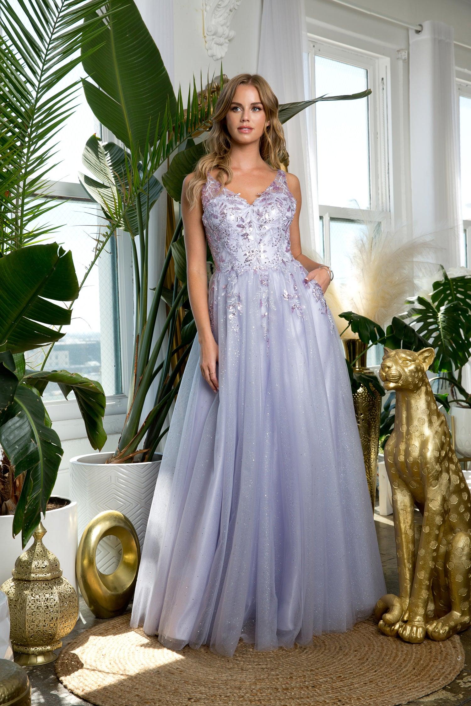 Eva Fashion 5244 Long Sleeveless Formal Prom Dress - Ice Blue / L Eva Fashion 5244 Long Sleeveless Formal Prom Dress - Ice Blue / L