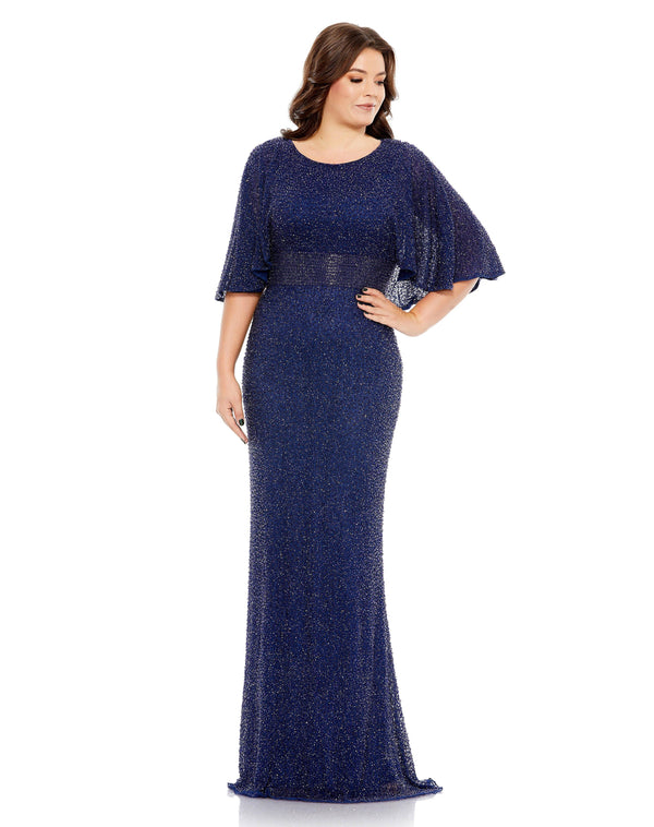 Fabulouss Plus Size Long Cape Sleeve Dress Cape Sleeves & Plus Size Mac Duggal 5361