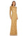 Formal Dresses Long Sleeve Floral Formal Dress Gold