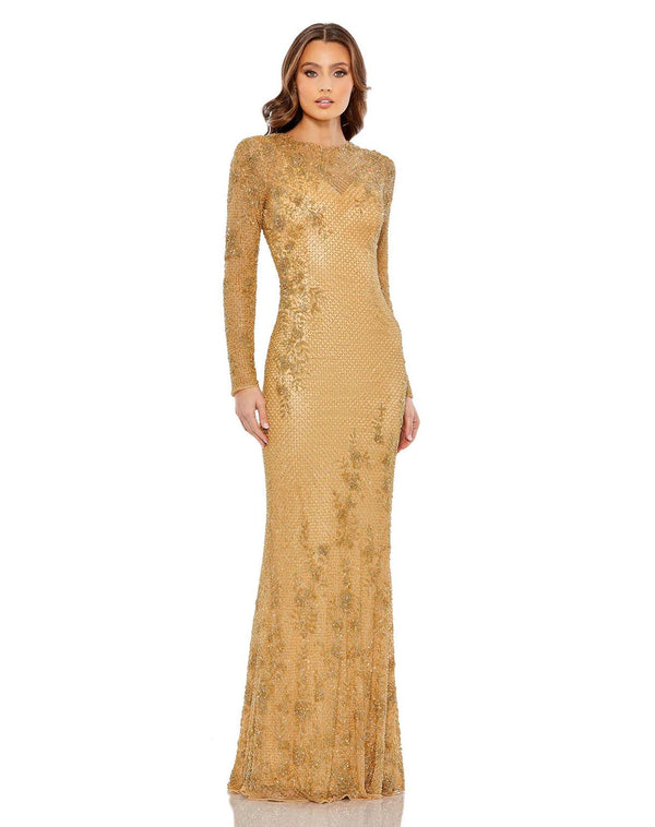 Long Sleeve Floral Formal Dress Floral Long Sleeve Formal Mac Duggal 5504