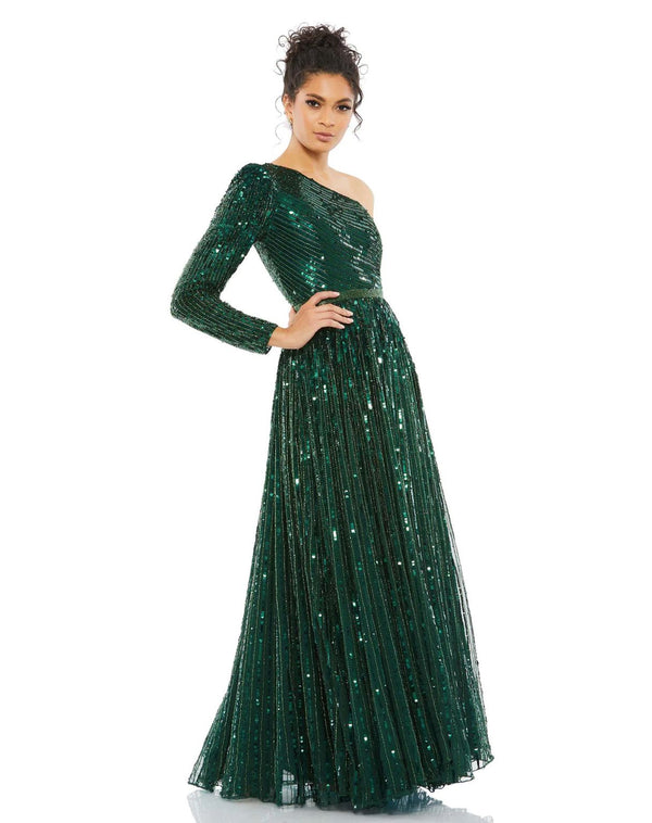 Long One Shoulder A Line Prom Dress One Shoulder A Line Prom Mac Duggal 5508