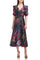 Formal Dresses Tea Length Floral Print Formal Dress BLACK BLURRED WATERCOLOR
