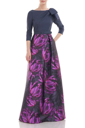 Kay unger gathered on sale waist evening dress