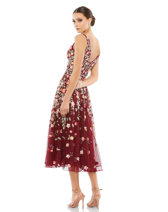 Nude Multi Mac Duggal 5527 Short Sleeveless Cocktail Tea Length Dress ...