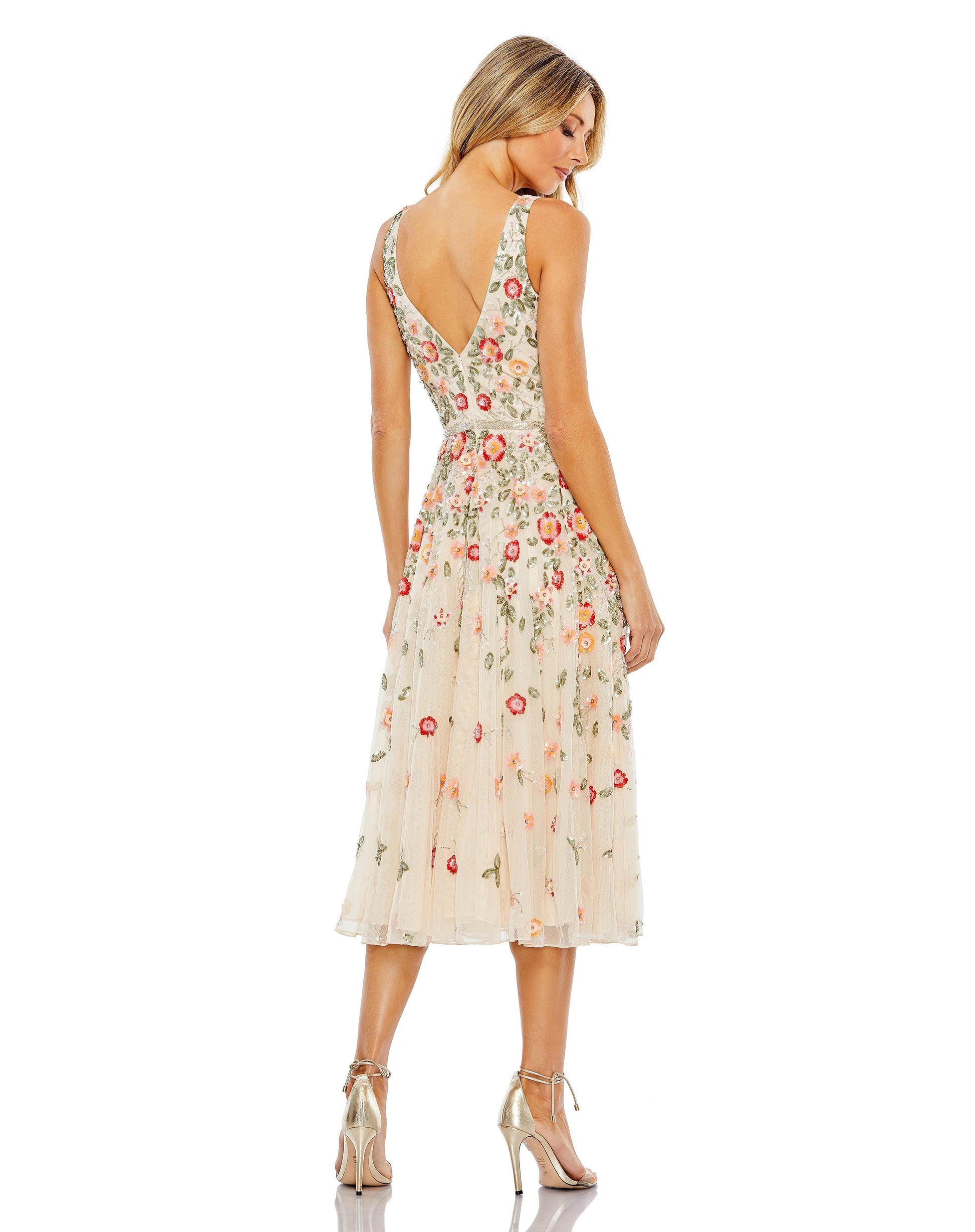 Mac Duggal 5527 Short Sleeveless Cocktail Tea Length Dress