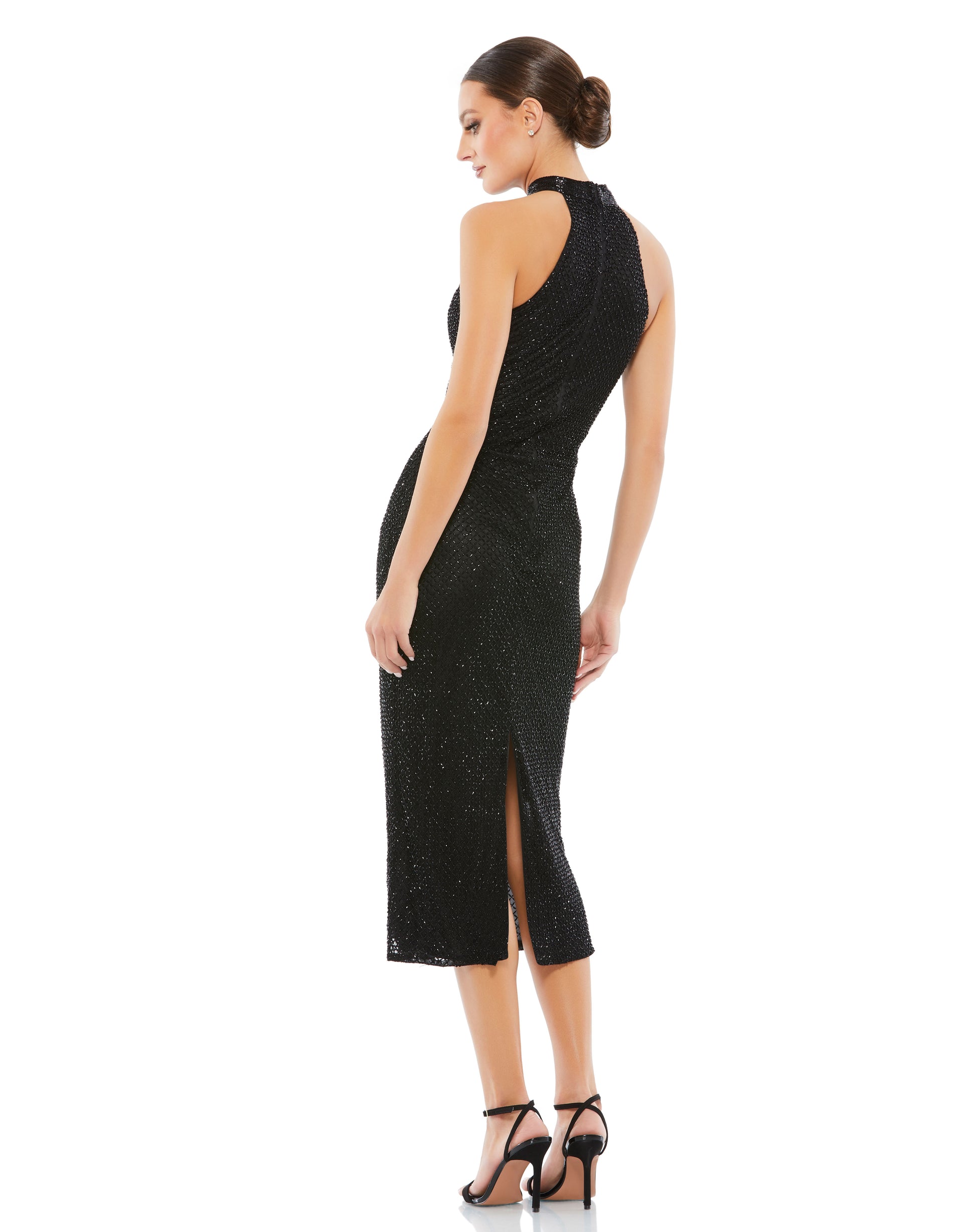 Mac Duggal 5531 Beaded Cocktail Tea Length Dress