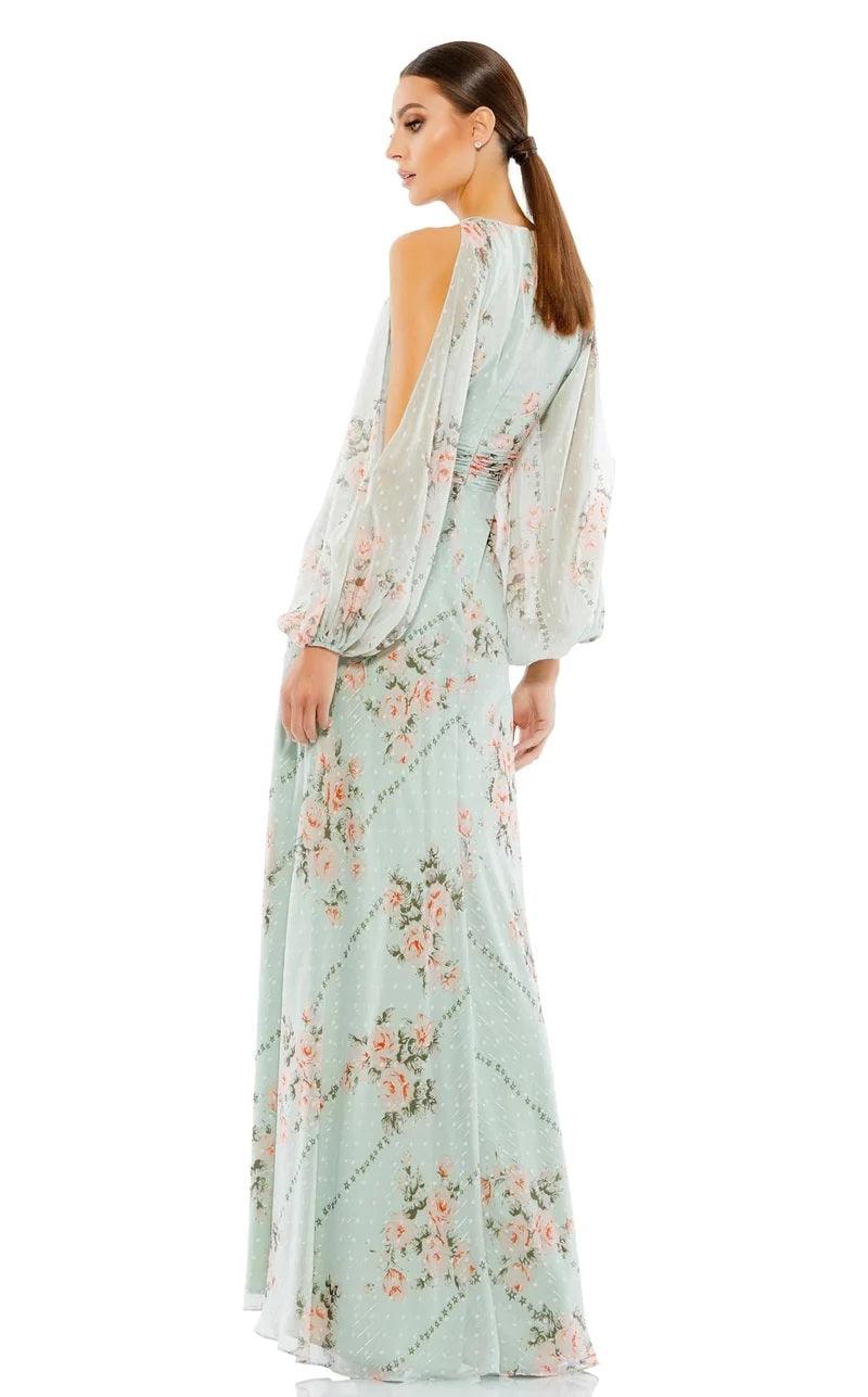 Seafoam Mac Duggal 55391 Long Formal Floral Chiffon Prom Dress for $398 ...