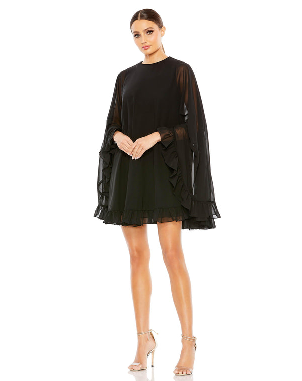 Short Cape Sleeve Cocktail Dress Cape Sleeves Mac Duggal 55407