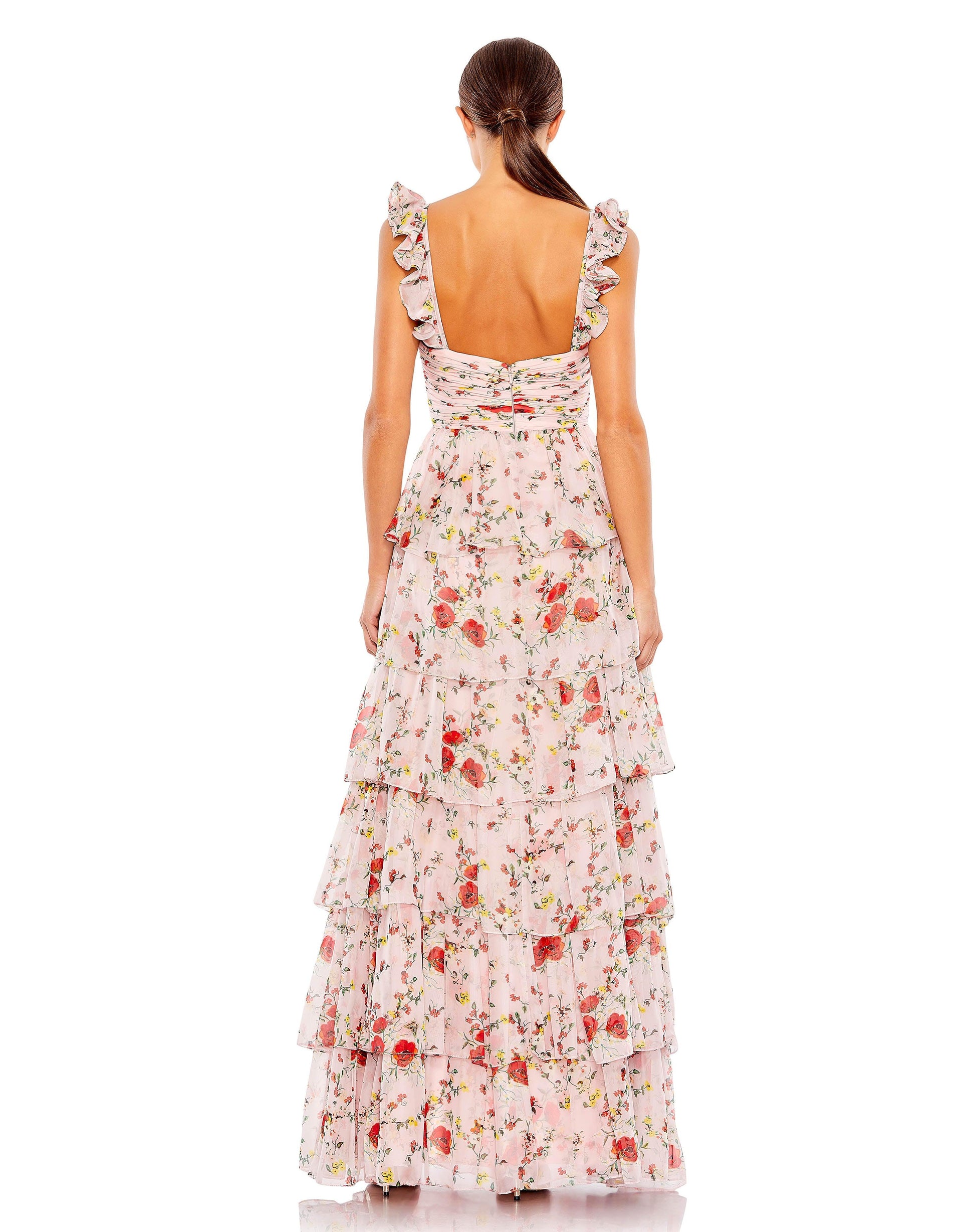 Mac Duggal 55816 Long Formal Floral Print Chiffon Dress