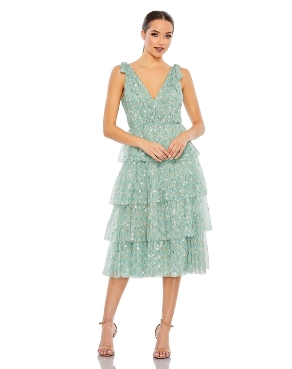 Short Sleeveless Floral Cocktail Dress Sleeveless & Floral Design Mac Duggal 55827