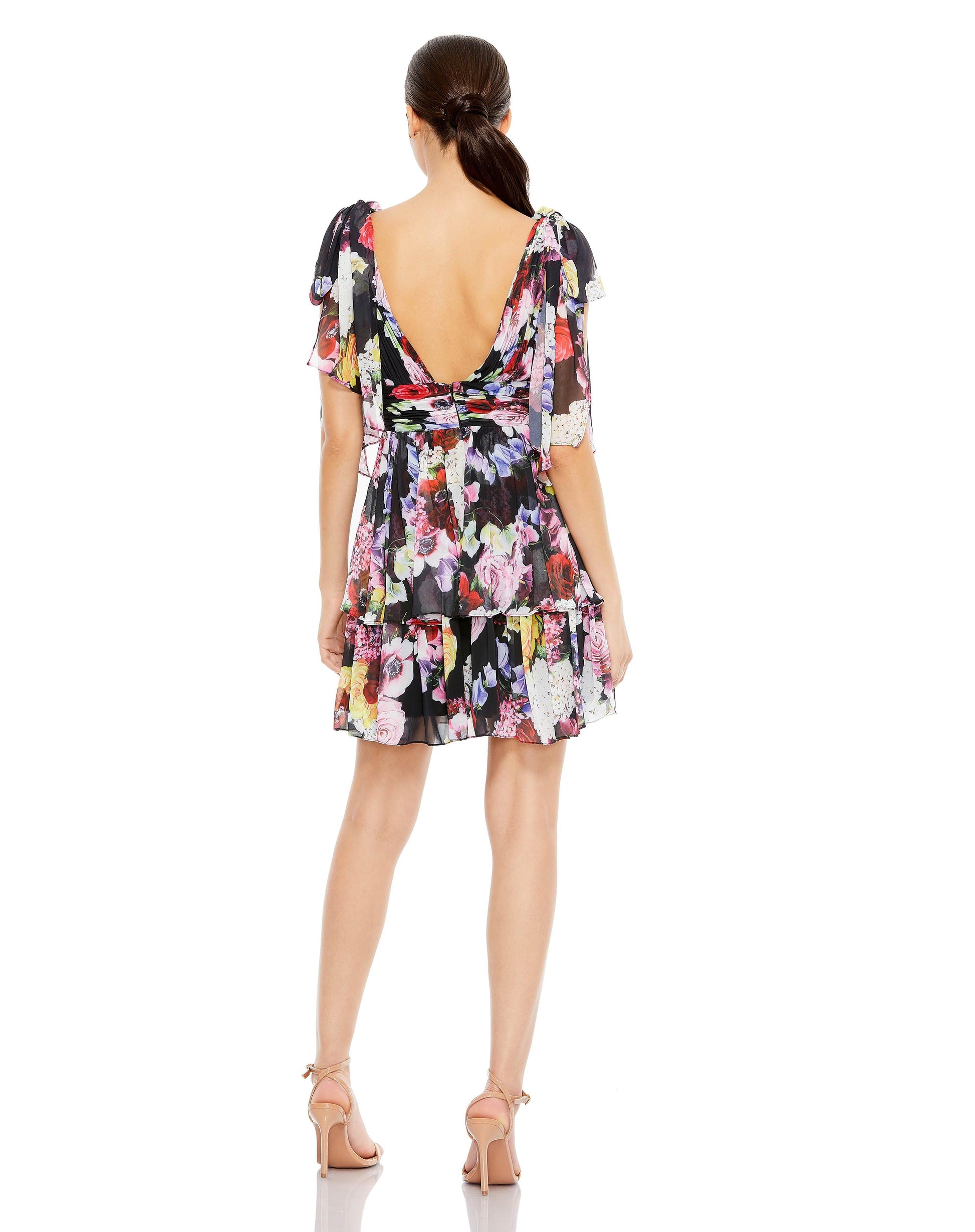 Mac Duggal 55837 Short Floral Chiffon Cocktail Dress