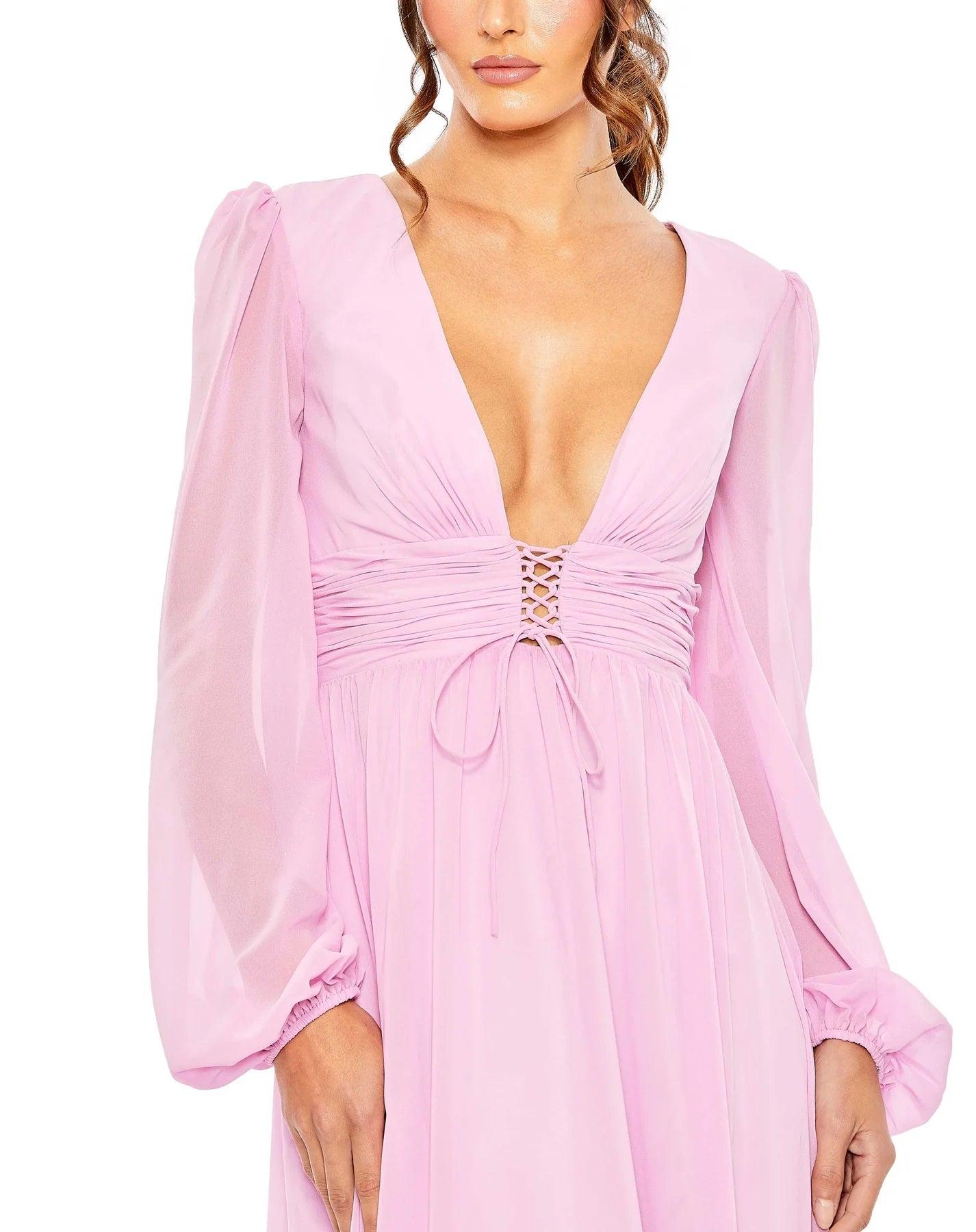 Mac Duggal 55871 Long Sleeve Formal Chiffon Dress