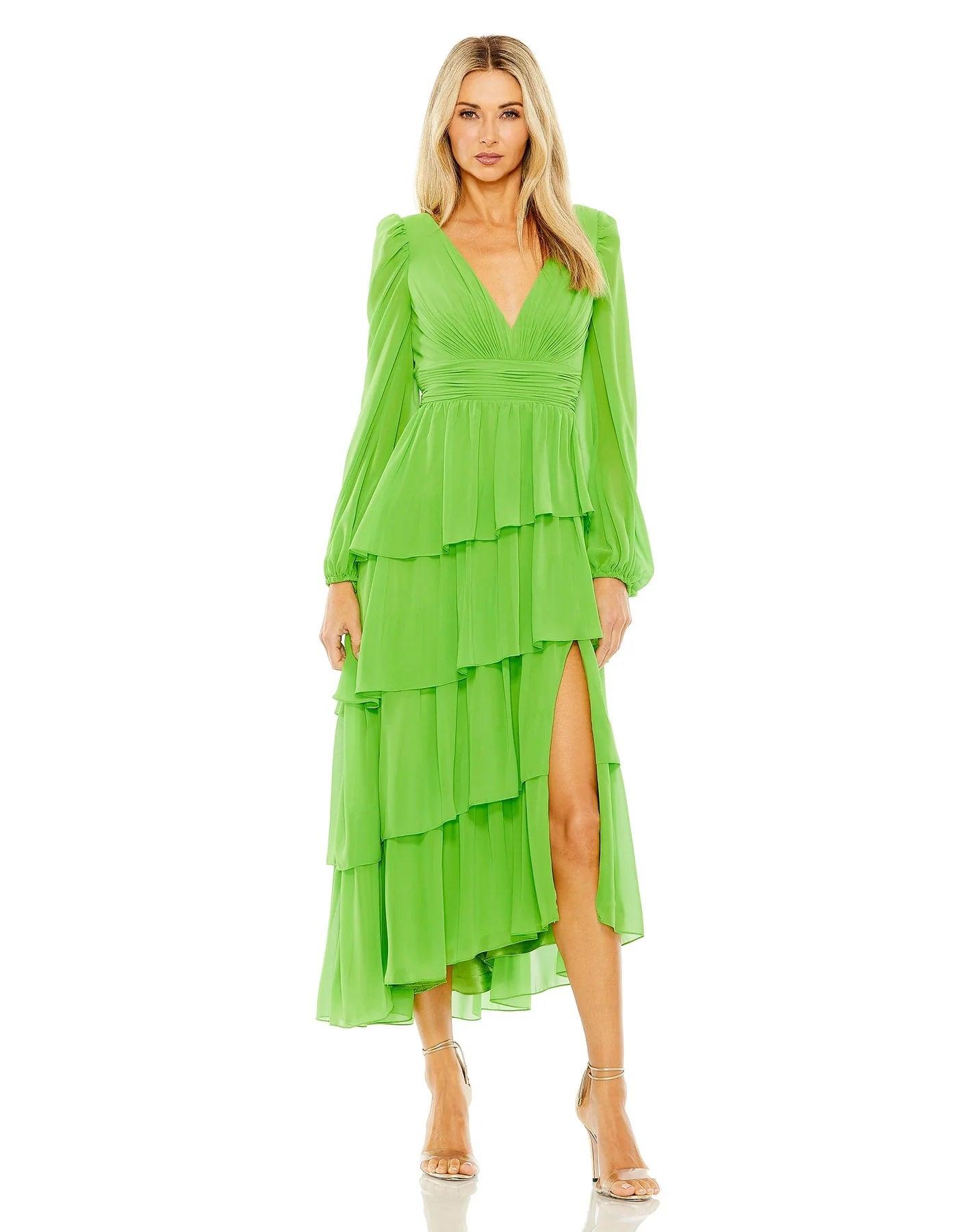 Formal Dresses Long Sleeve Chiffon Formal Dress Teal