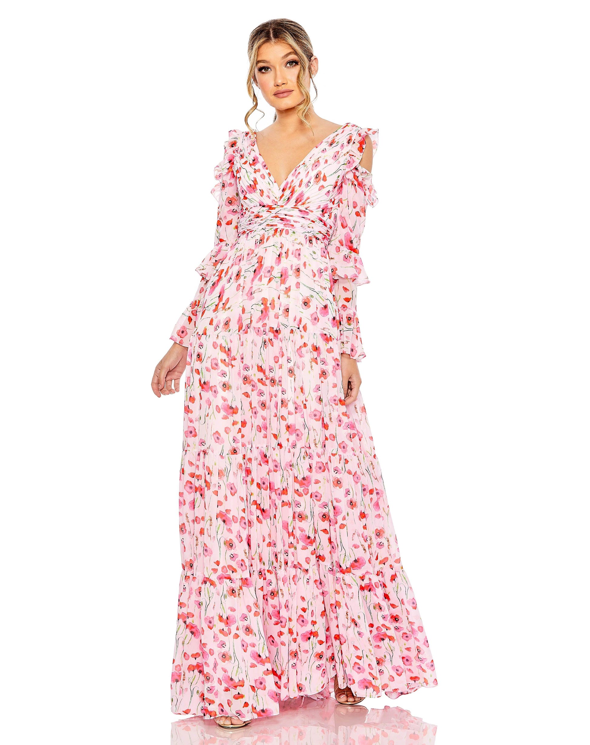 Formal Dresses Long Formal Floral Print Dress White Multi