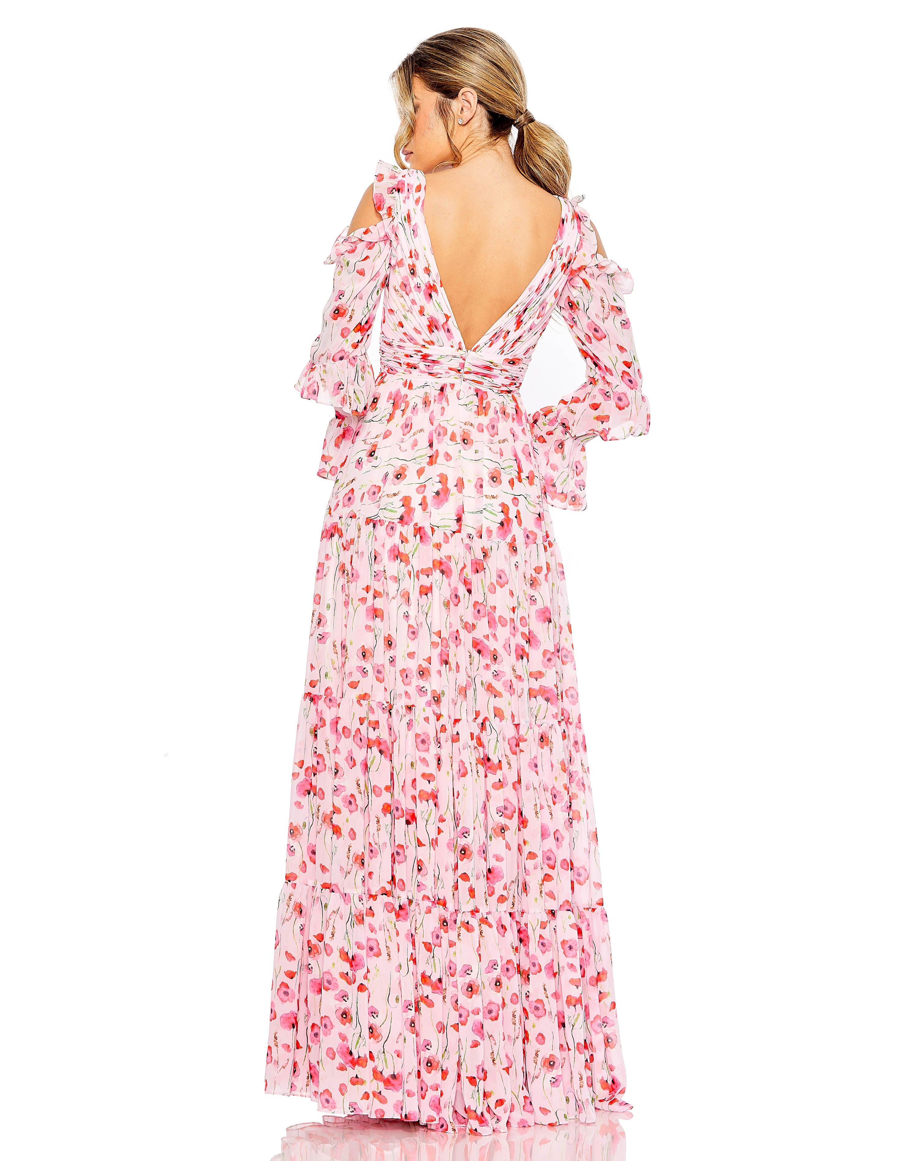 Formal Dresses Long Formal Floral Print Dress White Multi