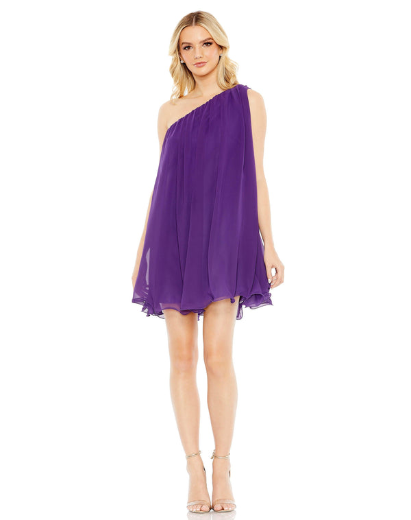 Short One Shoulder Chiffon Cocktail Dress One Shoulder & Chiffon Fabric Mac Duggal 55951