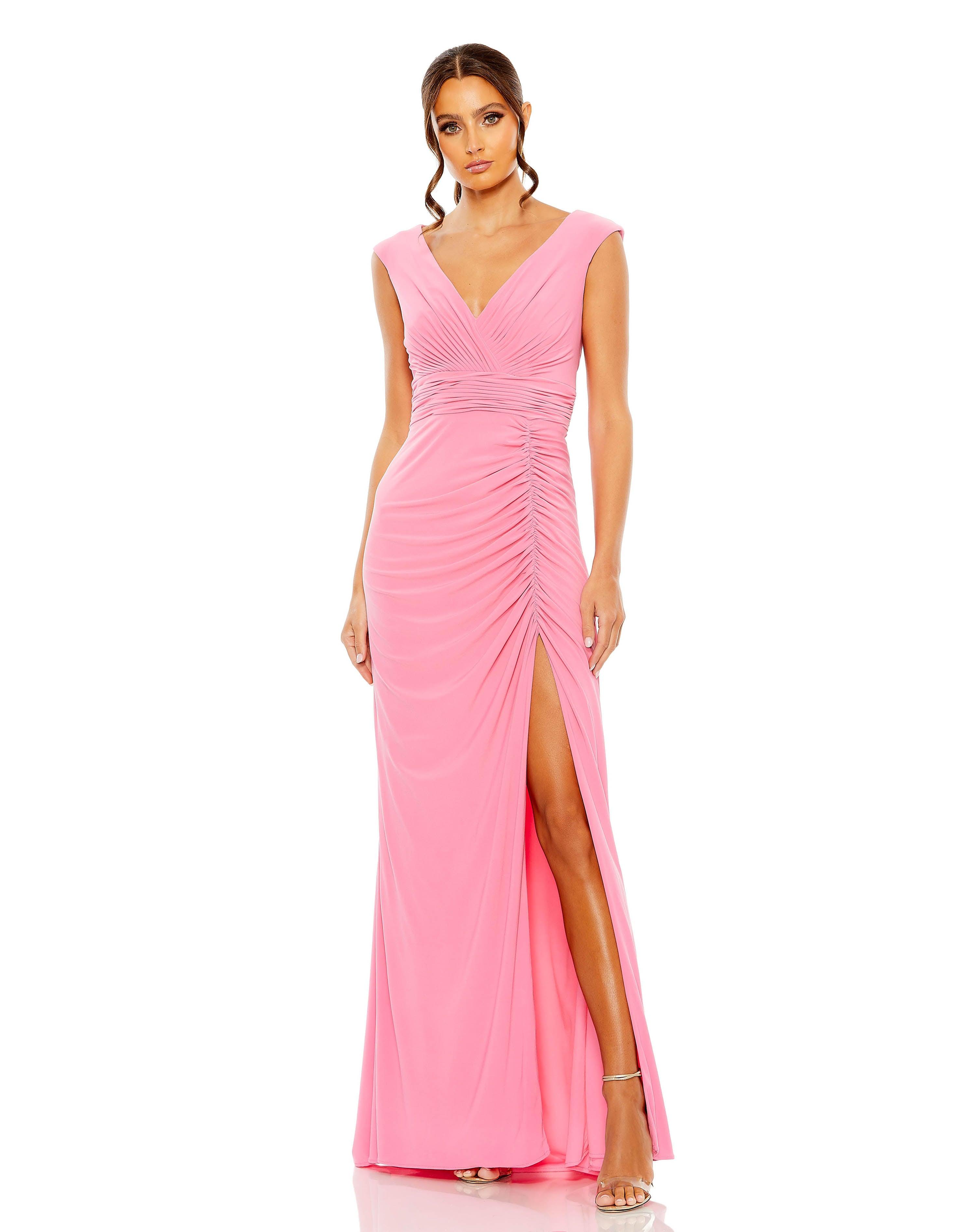 Formal Dresses Long Cap Sleeve Formal Dress Candy Pink