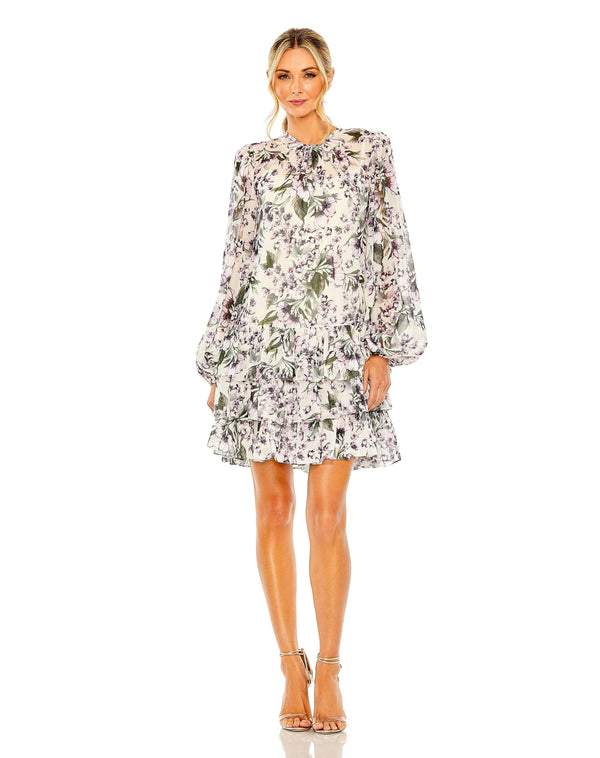 Short Floral Homecoming Cocktail Dress Short Fit & Floral Design Mac Duggal 56007