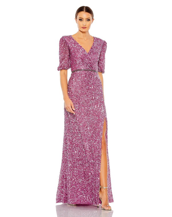 Short Puff Sleeve Formal Long Gown Puff Sleeves Mac Duggal 5610