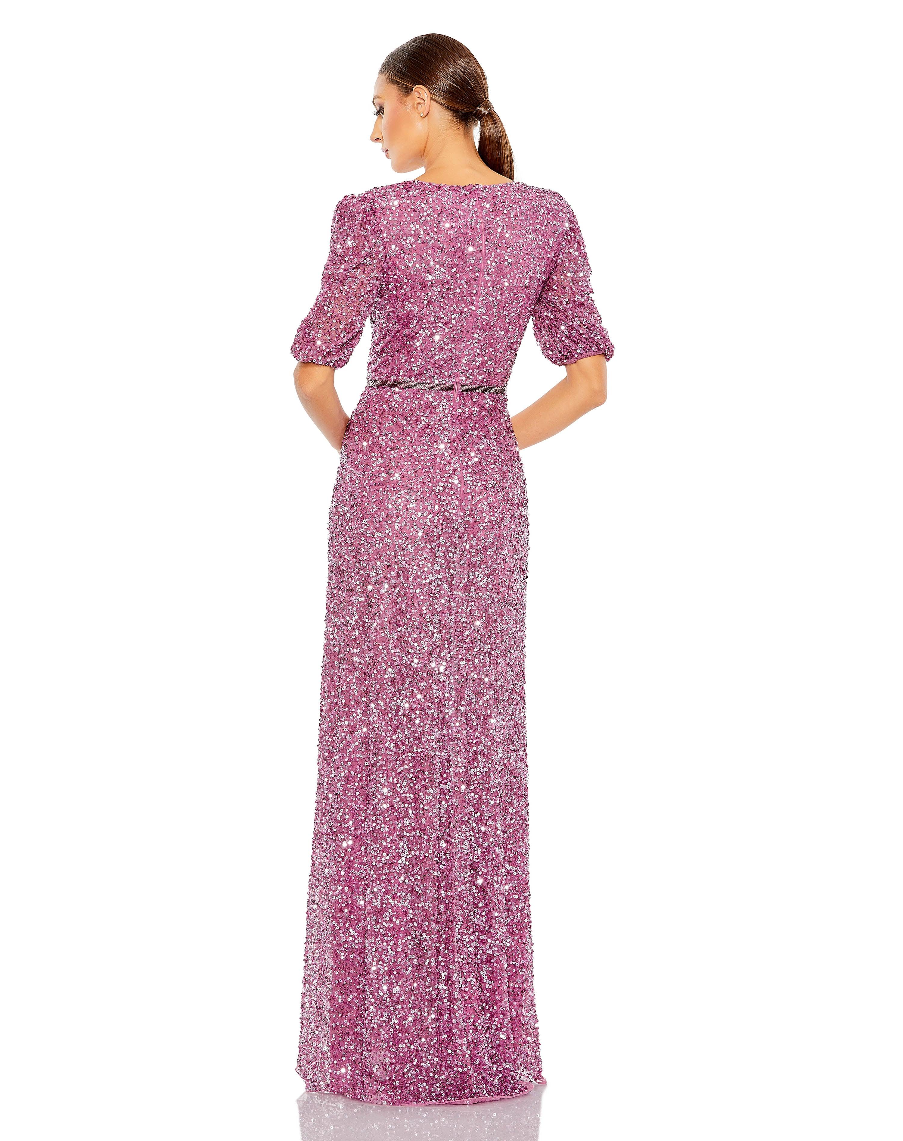 Formal Dresses Short Puff Sleeve Formal Long Gown Plum