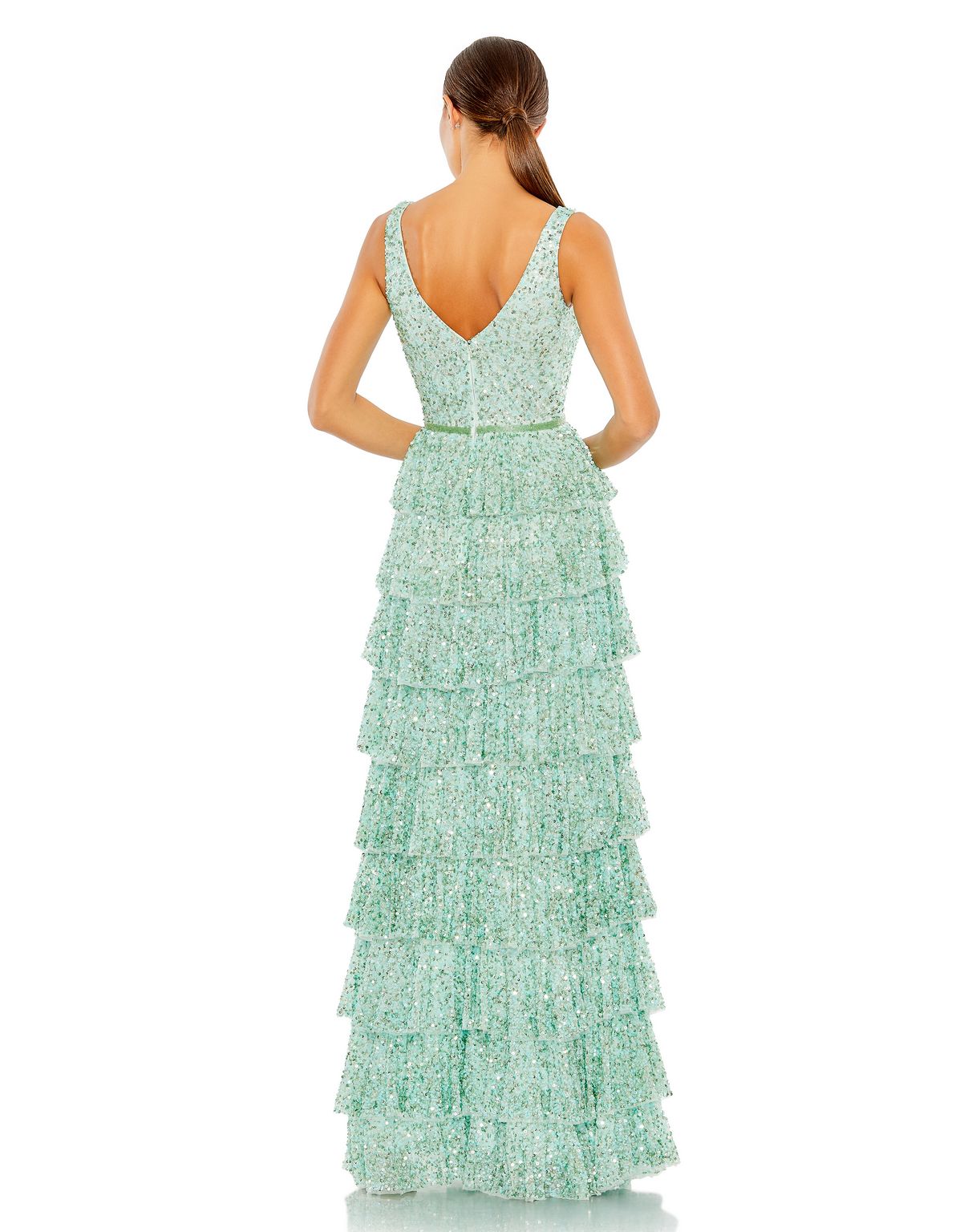 Mac Duggal 5627 Formal Ruffle Tiered Sequin Prom Long Dress