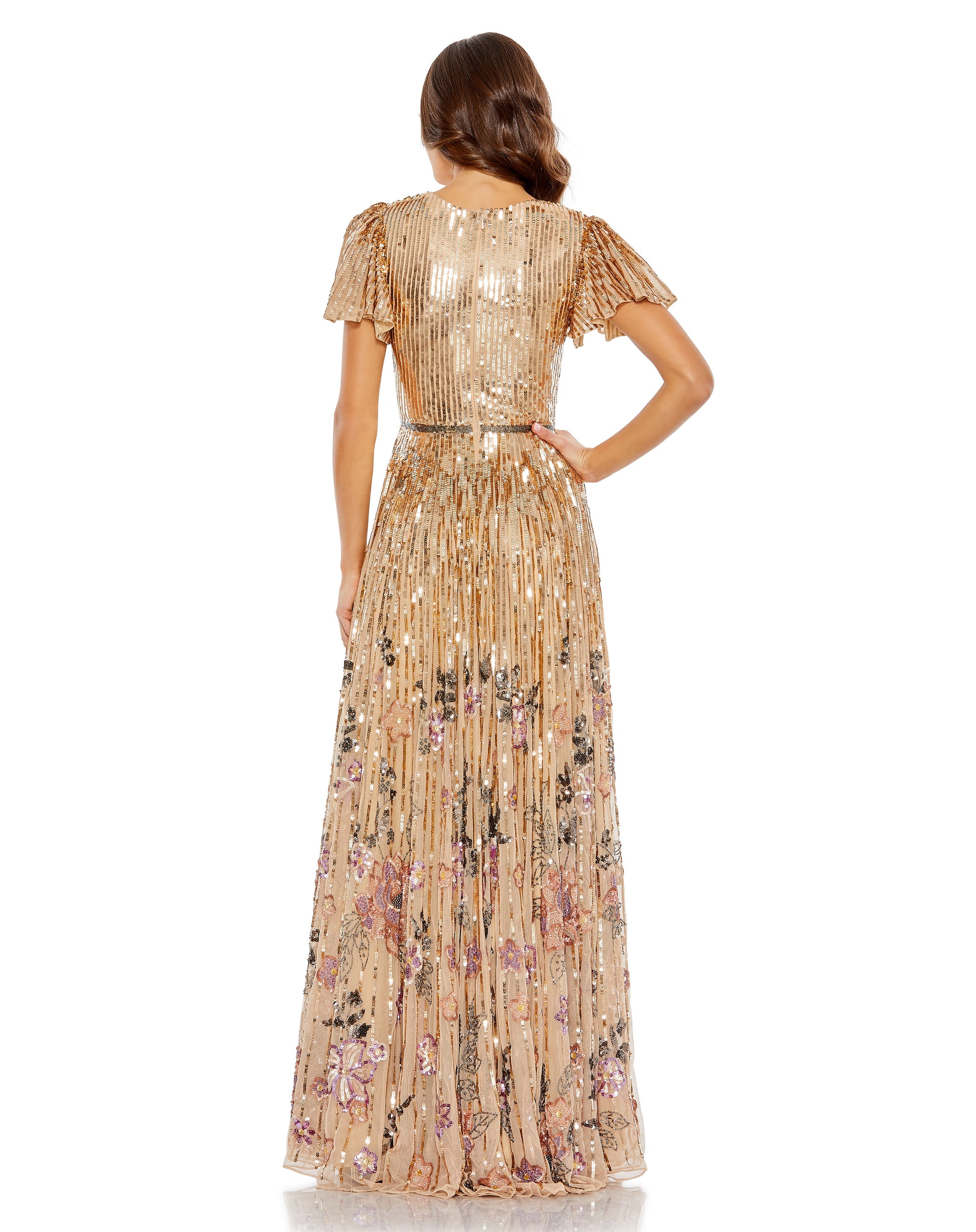 Mac Duggal 5637 Long Formal A Line Floral Evening Dress