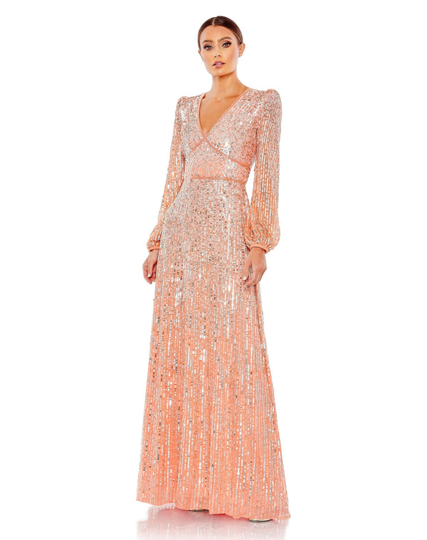 Long Bishop Sleeve Formal Dress Bishop Sleeves Mac Duggal 5643
