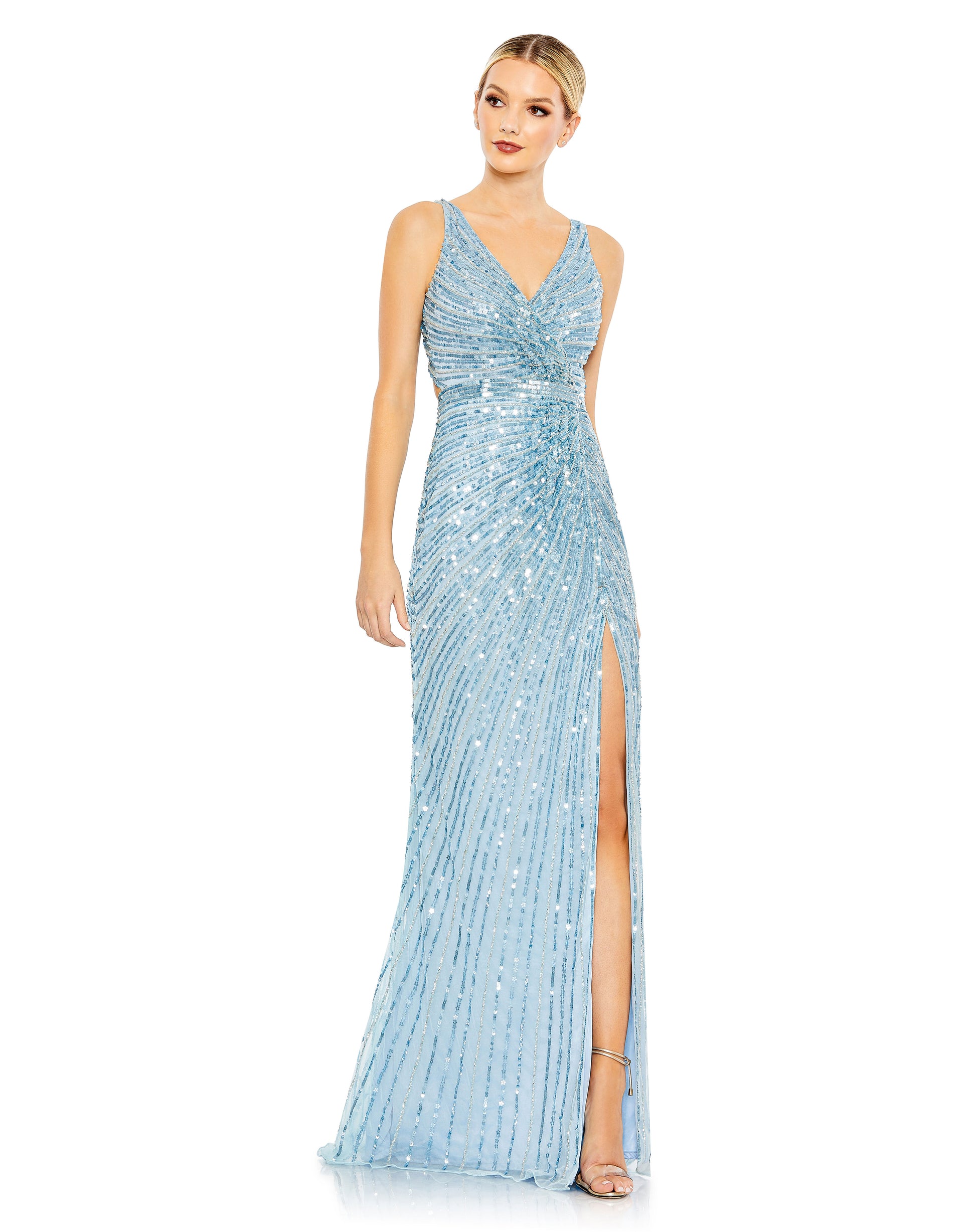 Mac Duggal 5685 Long Sequin Formal Fitted Prom Dress