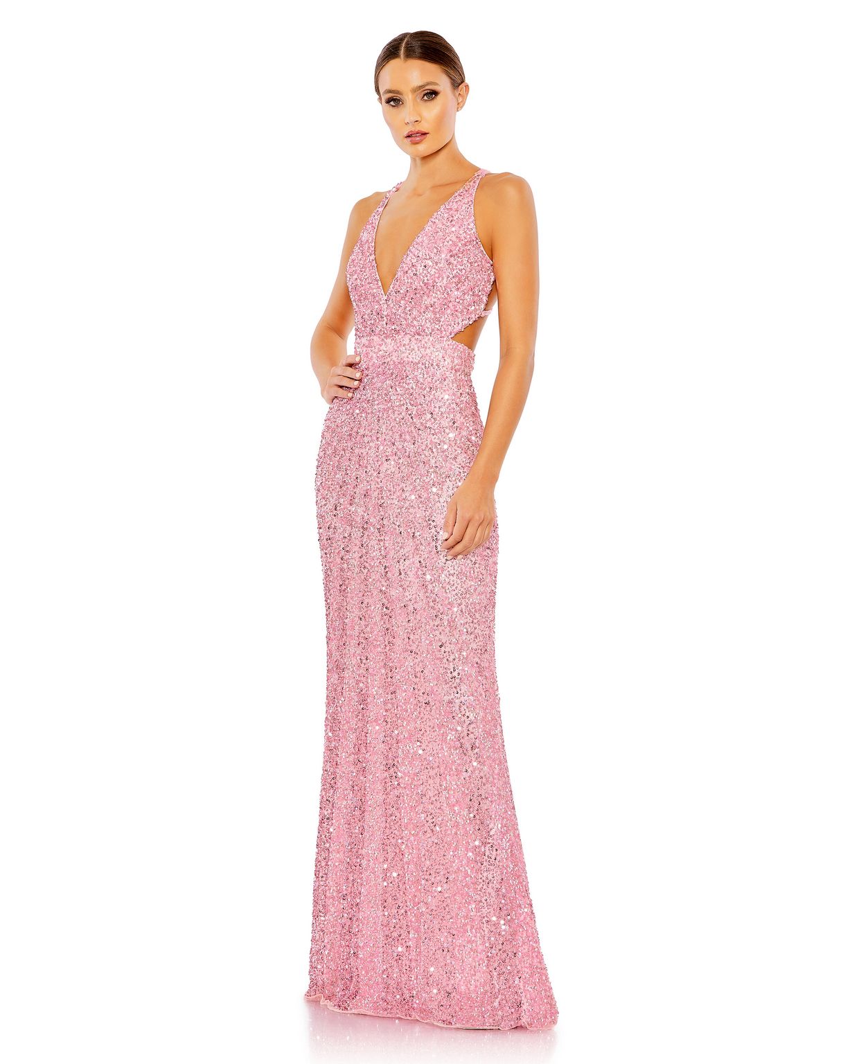 Mac Duggal - Pink Criss Cross Back Sleeveless Gown