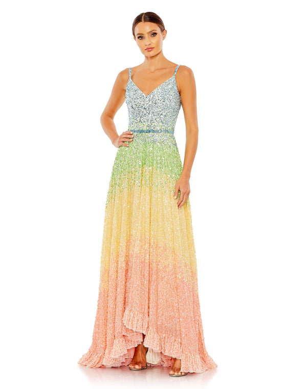High Low Spaghetti Strap Prom Dress High Low Detail Mac Duggal 5691